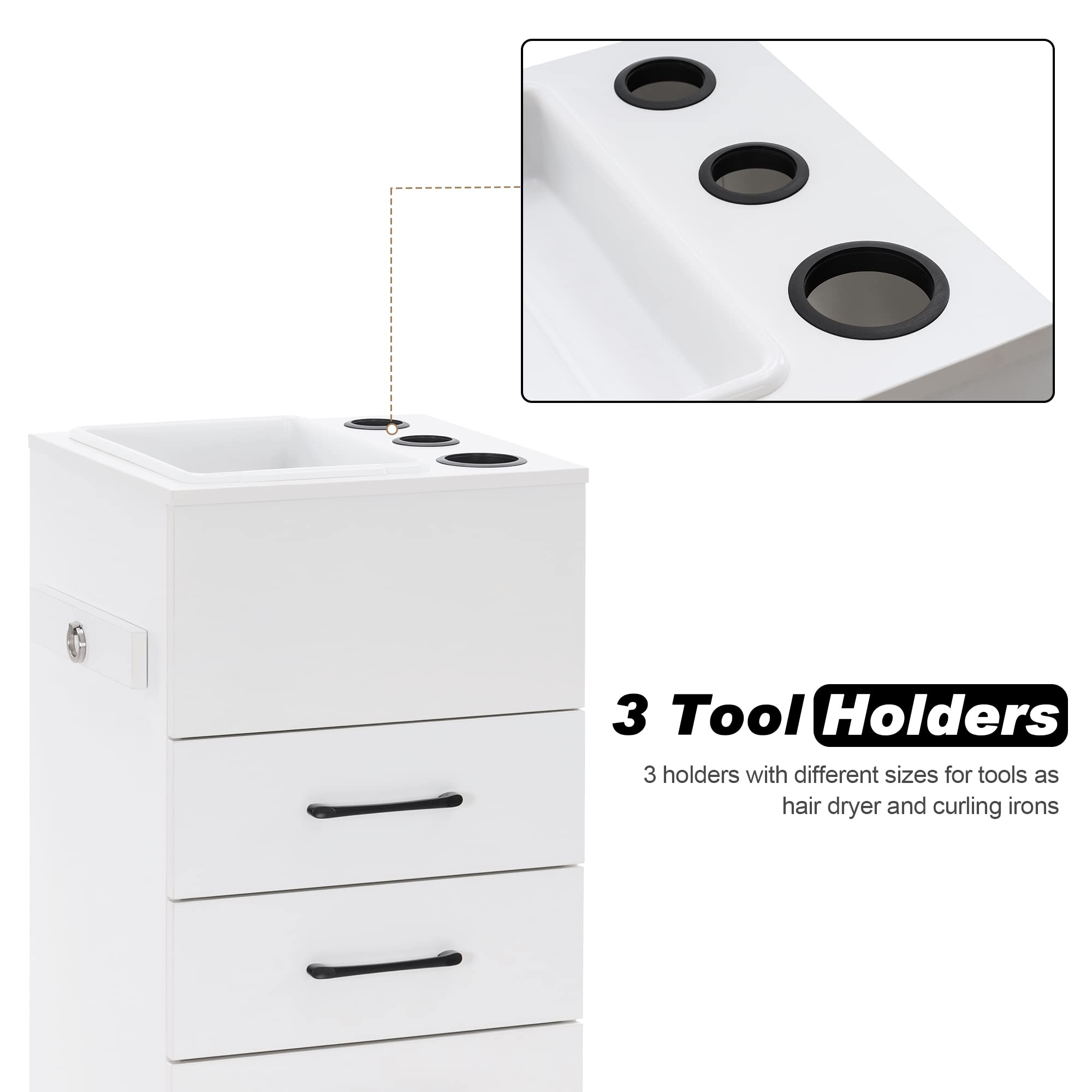 Professional Salon Storage Cabinet with Drawer - Barber & Beauty Locker for Hair Dryers, Styling Tools & Spa Equipment (White, Model 2035) - Perfect for Salon Organization & Home Beauty Stations