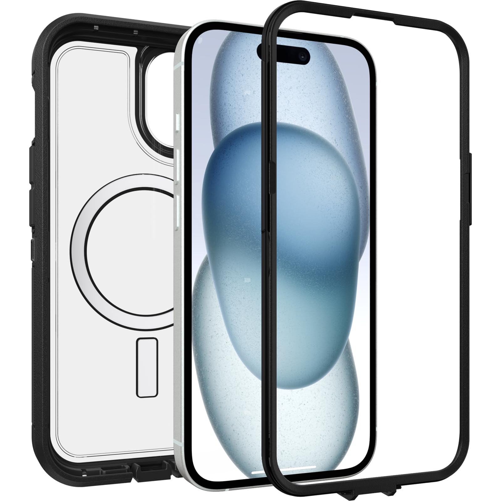 OtterBox Defender Series XT Clear Case for iPhone 16e, 15, 14 & 13 - Dark Side (Black/Clear) | Rugged Protective Cover with MagSafe Compatibility & Lanyard Attachment | Perfect for Outdoor Activities, Travel & Everyday Use