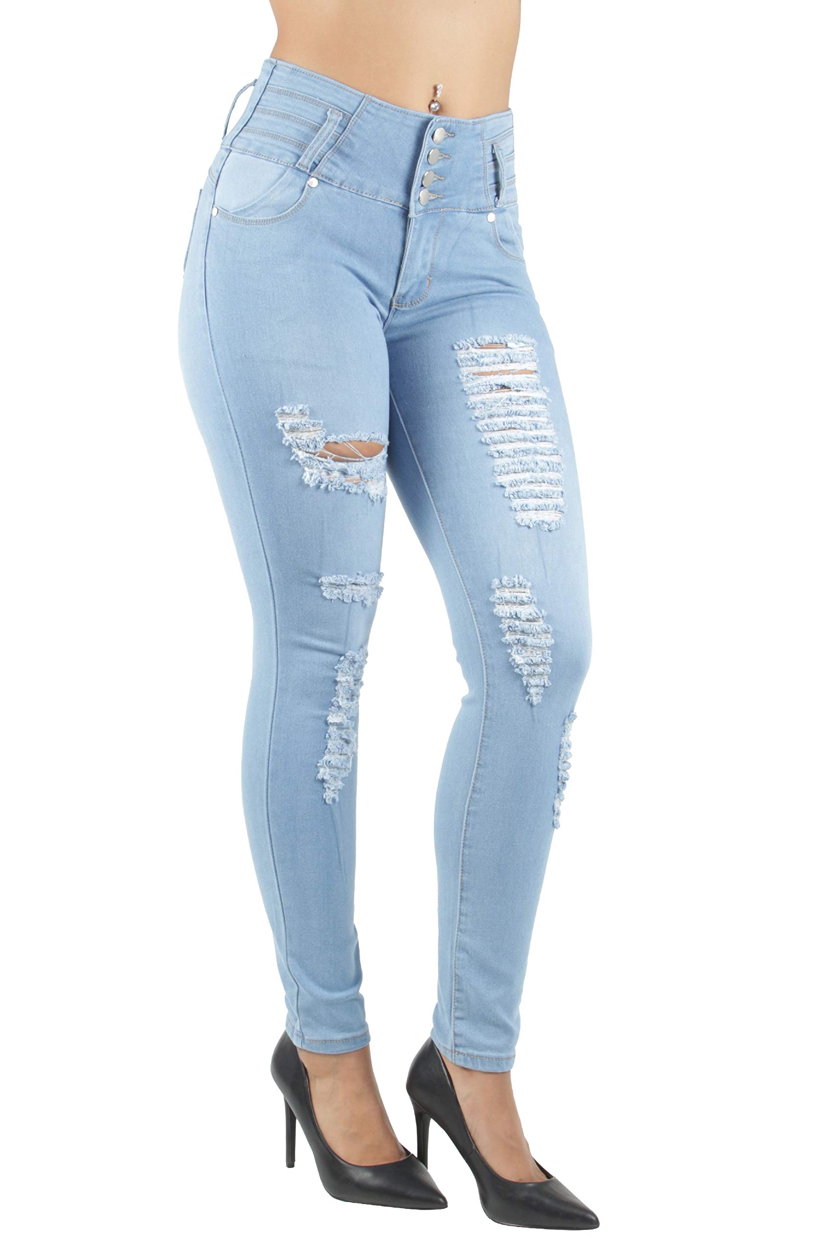 Women's High Waist Butt Lifting Skinny Jeans - Ripped Distressed Denim Pants for Juniors | Perfect for Night Out, Date Night & Casual Wear (Style 1880)
