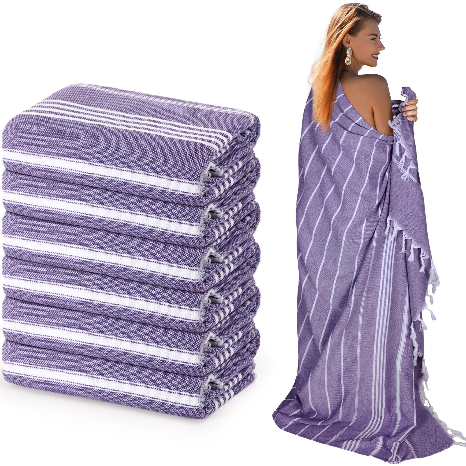 Moukeren 6 Pack Oversized Turkish Beach Towels 61