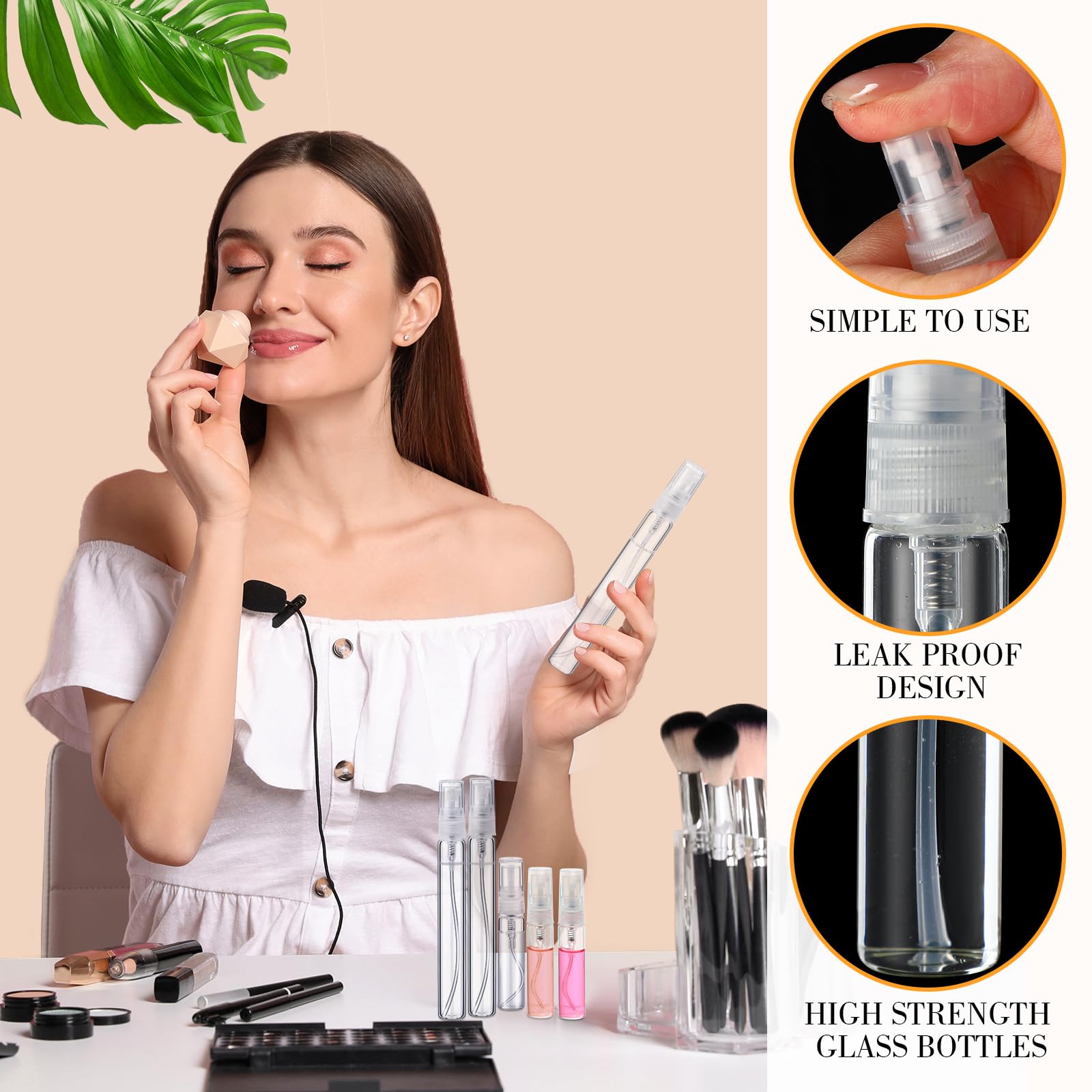 Tanlade 300 Pcs Mini Spray Bottles - 5ml & 10ml Clear Refillable Glass Perfume Bottles for Travel, Fragrance Samples & Essential Oils | Portable Atomizer, Pocket-Sized Dispenser for Perfume, Cologne & Aromatherapy