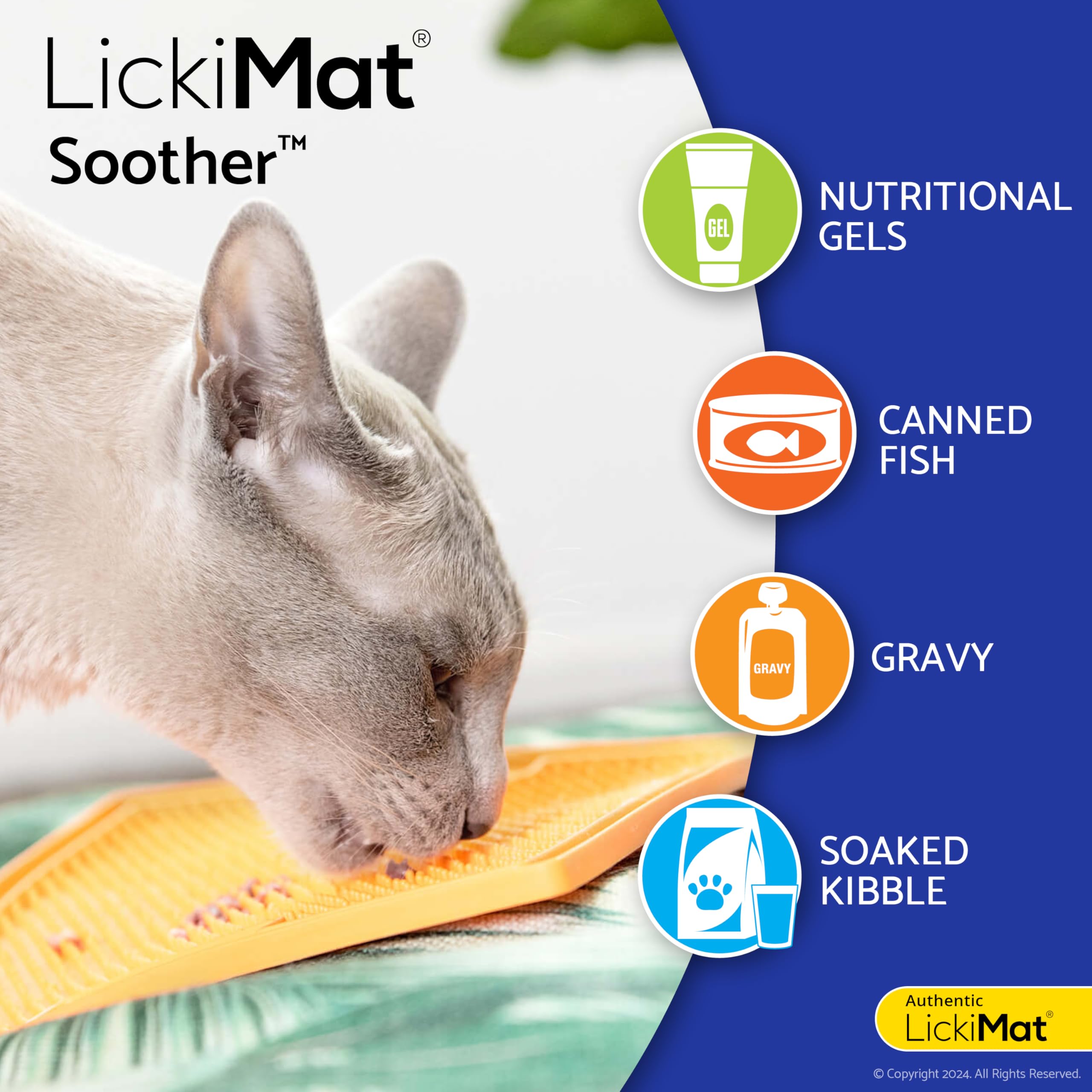LickiMat Classic Cat Slow Feeder Lick Mat - Anxiety & Boredom Relief for Cats - Perfect for Food, Treats, Yogurt & Peanut Butter - Fun Alternative to Slow Feed Bowls (Pink) - Great for Grooming, Mealtime & Stress Relief