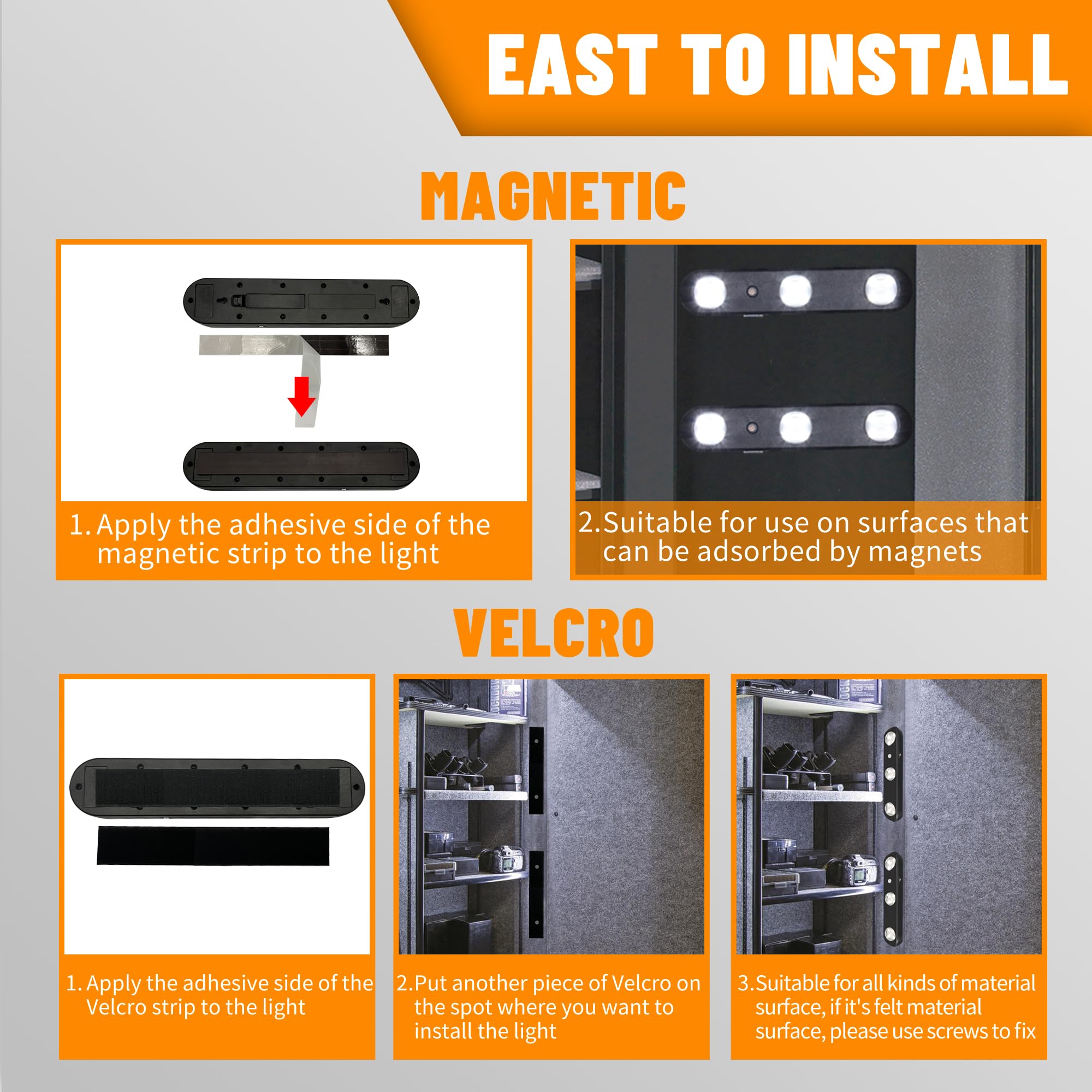 Motion Activated LED Gun Safe Light - Ultra Bright Rotatable Lens for Directional Lighting, Battery Powered (Black, 1 Pack) | Perfect for Gun Cabinets, Safes & Nighttime Security Access