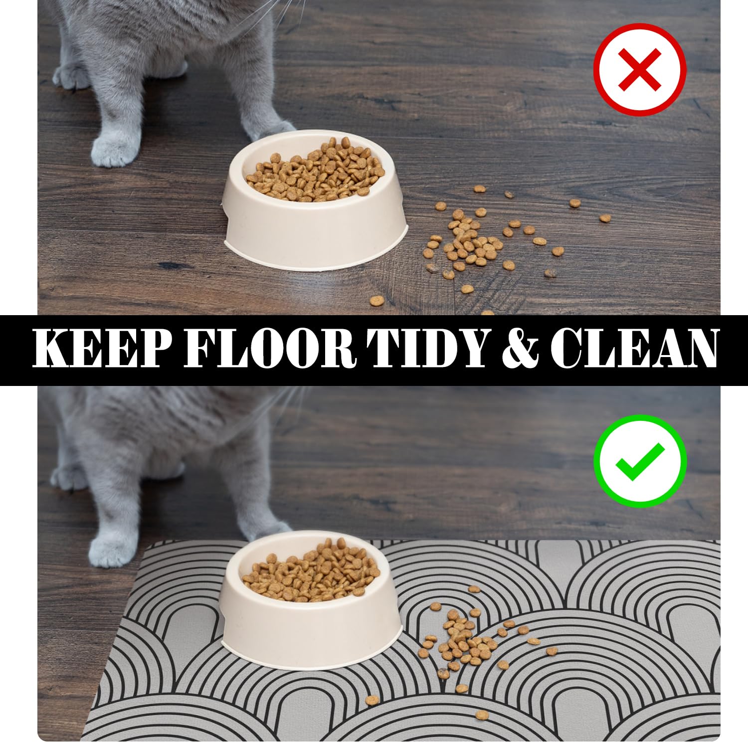 **Super Absorbent Dog Food Mats for Floors - Non-Slip Pet Feeding Mat for Cats & Dogs, Eco-Friendly Boho Style Placemat for Bowls (Perfect for Messy Eaters & Spill Protection in Kitchen or Dining Area)**