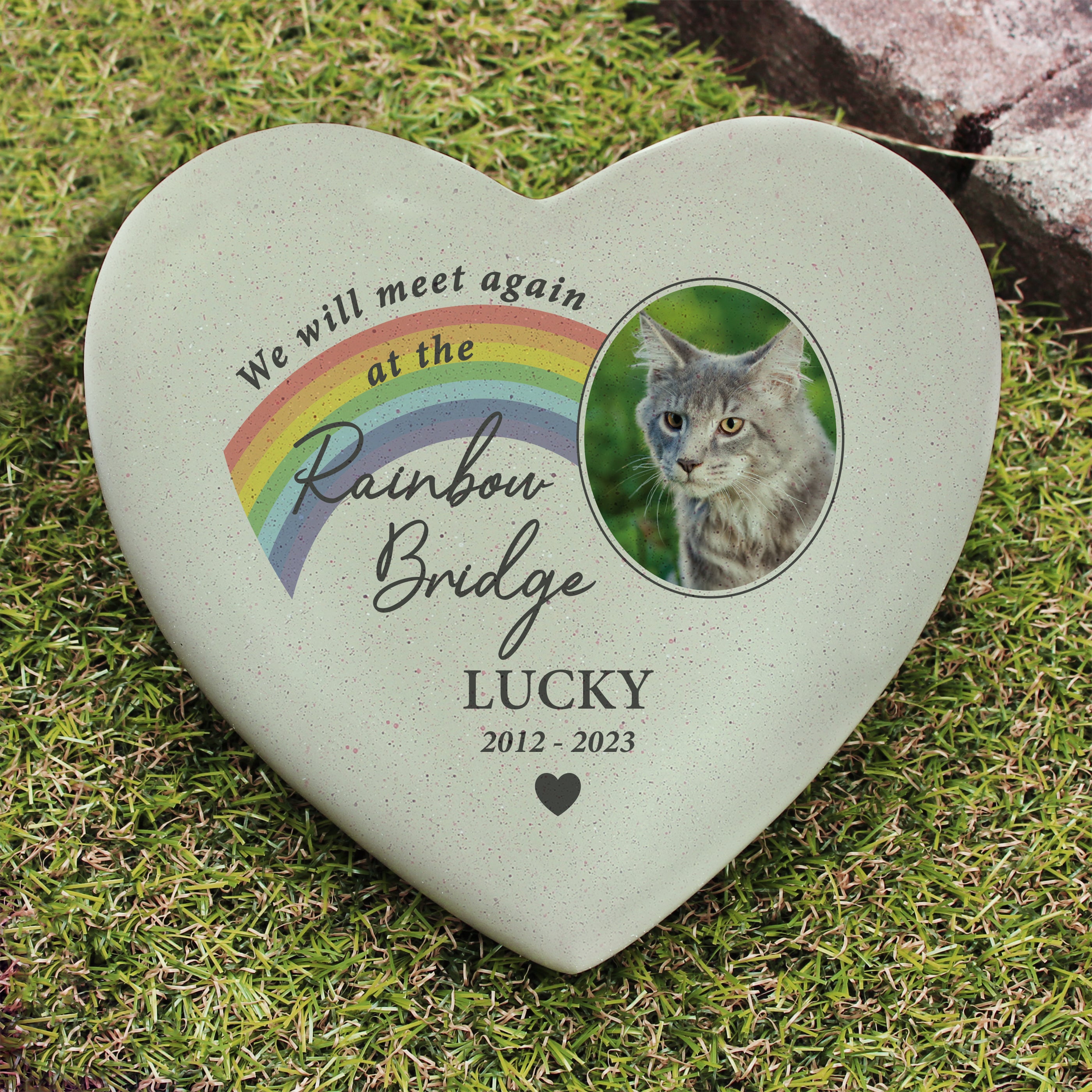 Personalized Pet Memorial Heart - Custom Rainbow Bridge Photo Upload - Resin Keepsake for Pet Loss Remembrance - Perfect for Pet Memorial Gifts & Sympathy Decor
