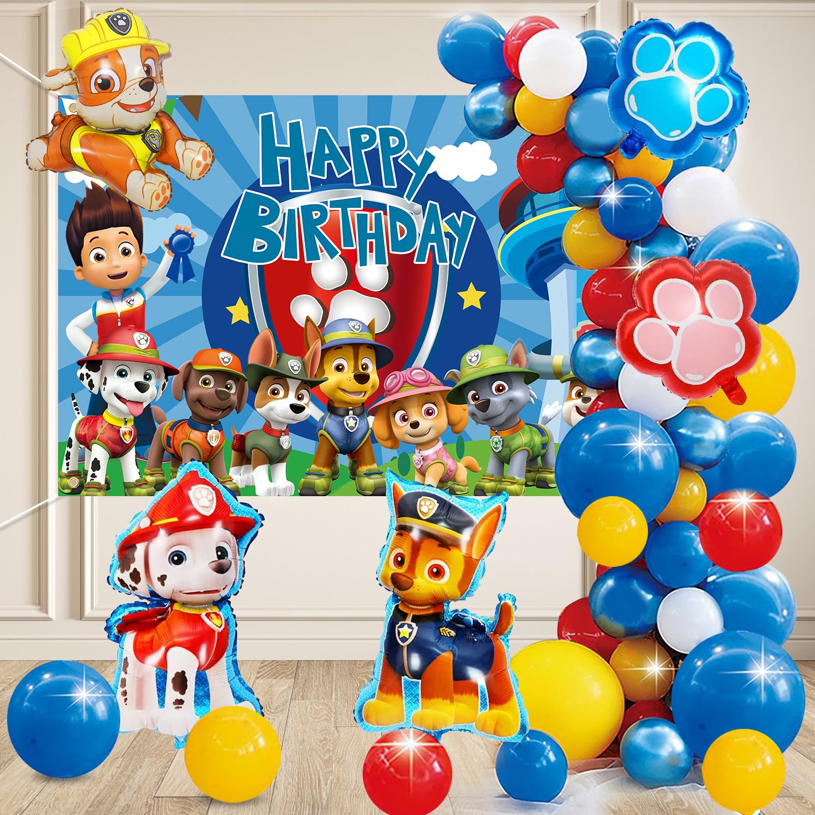 70 Pcs Patrol Dog Birthday Party Decorations Kit - Dog Themed Balloons, Bow Balloons, Garland Balloons for Dog Lover Birthday Party Decorations | Perfect for Dog Birthday Parties, Puppy Themed Events & Pet Celebrations