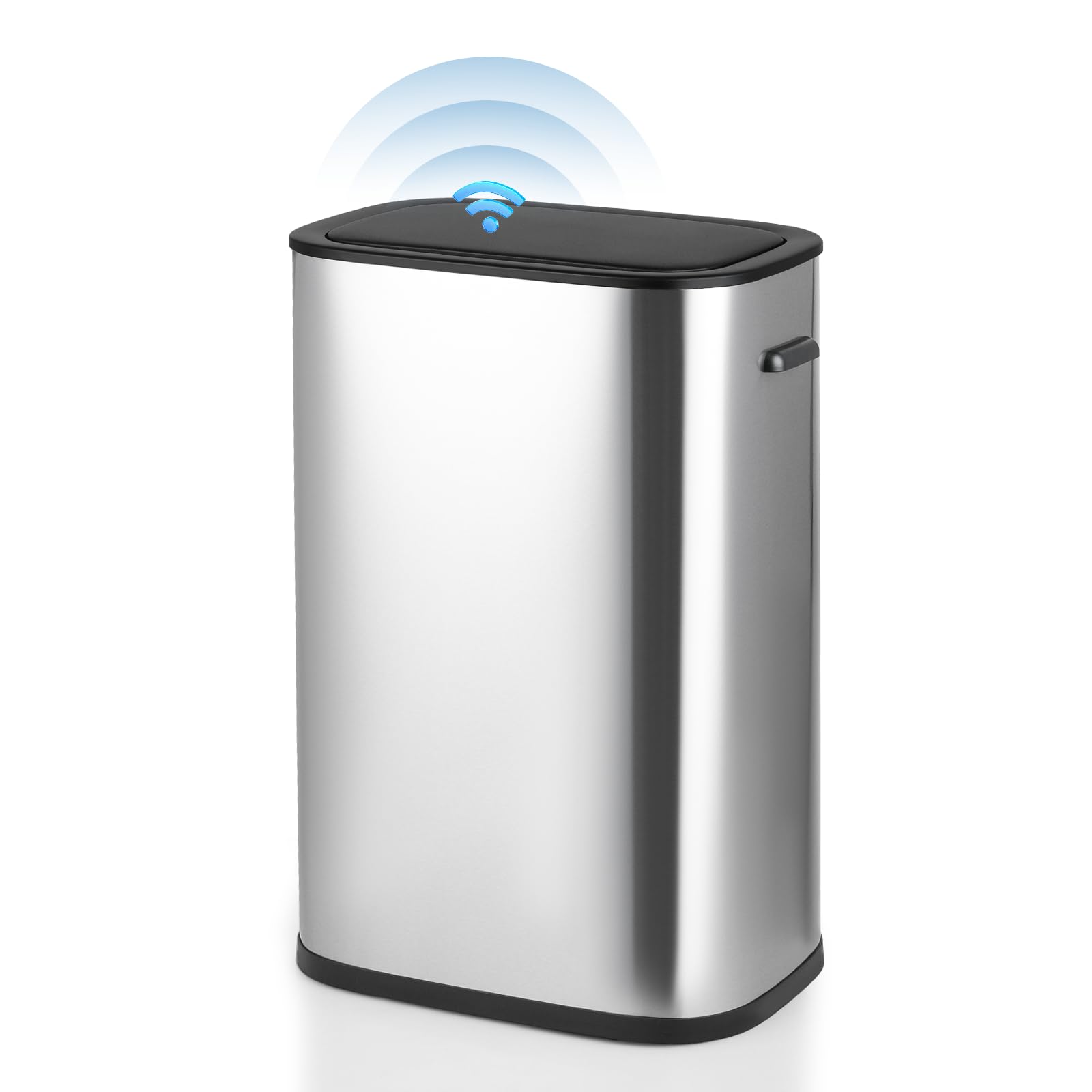 MoNiBloom 14.5-Gallon Touchless Automatic Motion Sensor Trash Can with Soft-Close Lid - Stainless Steel 55-Liter Fingerprint-Proof Garbage Bin for Kitchen, Bathroom, Bedroom, Living Room, Home Office & Dorm - Ideal for Hands-Free Waste Disposal & Hygienic Home Cleaning