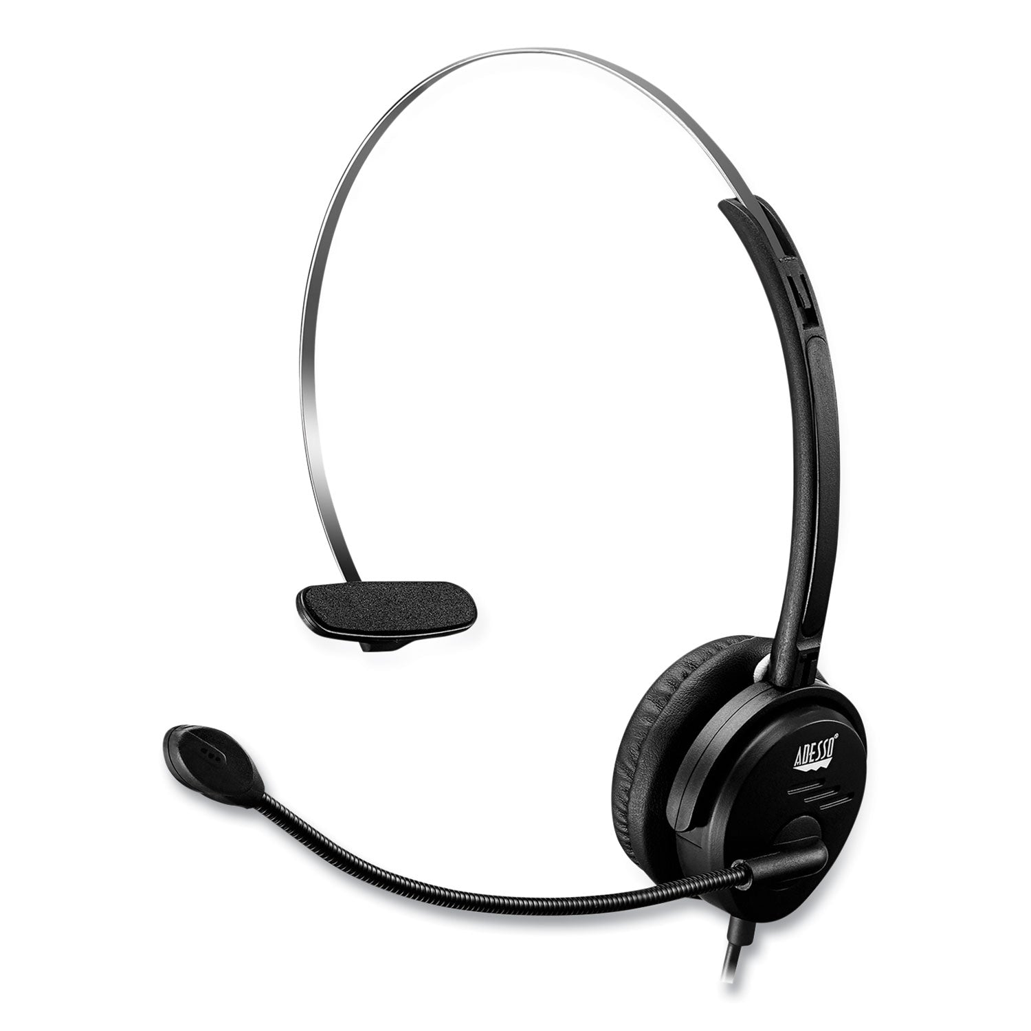 Adesso Xtream P1 Monaural Over-the-Head Headset with Noise-Canceling Microphone - Black | Comfortable Office Headphone for Call Centers, Customer Service & Remote Work