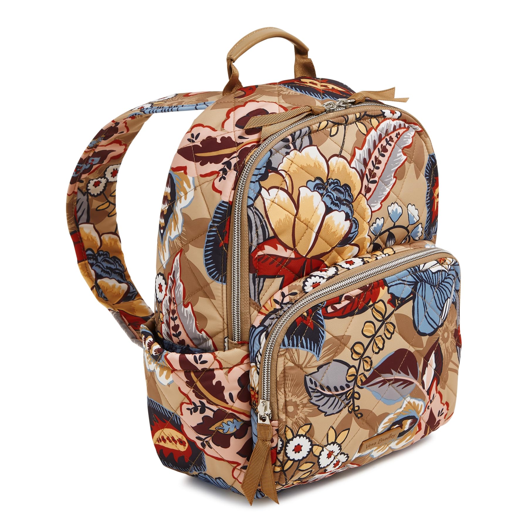 Vera Bradley Performance Twill Small Backpack - Lightweight Durable Women's Travel Bag, Botanical Beauty Floral Print, Perfect for School, Work & Weekend Getaways