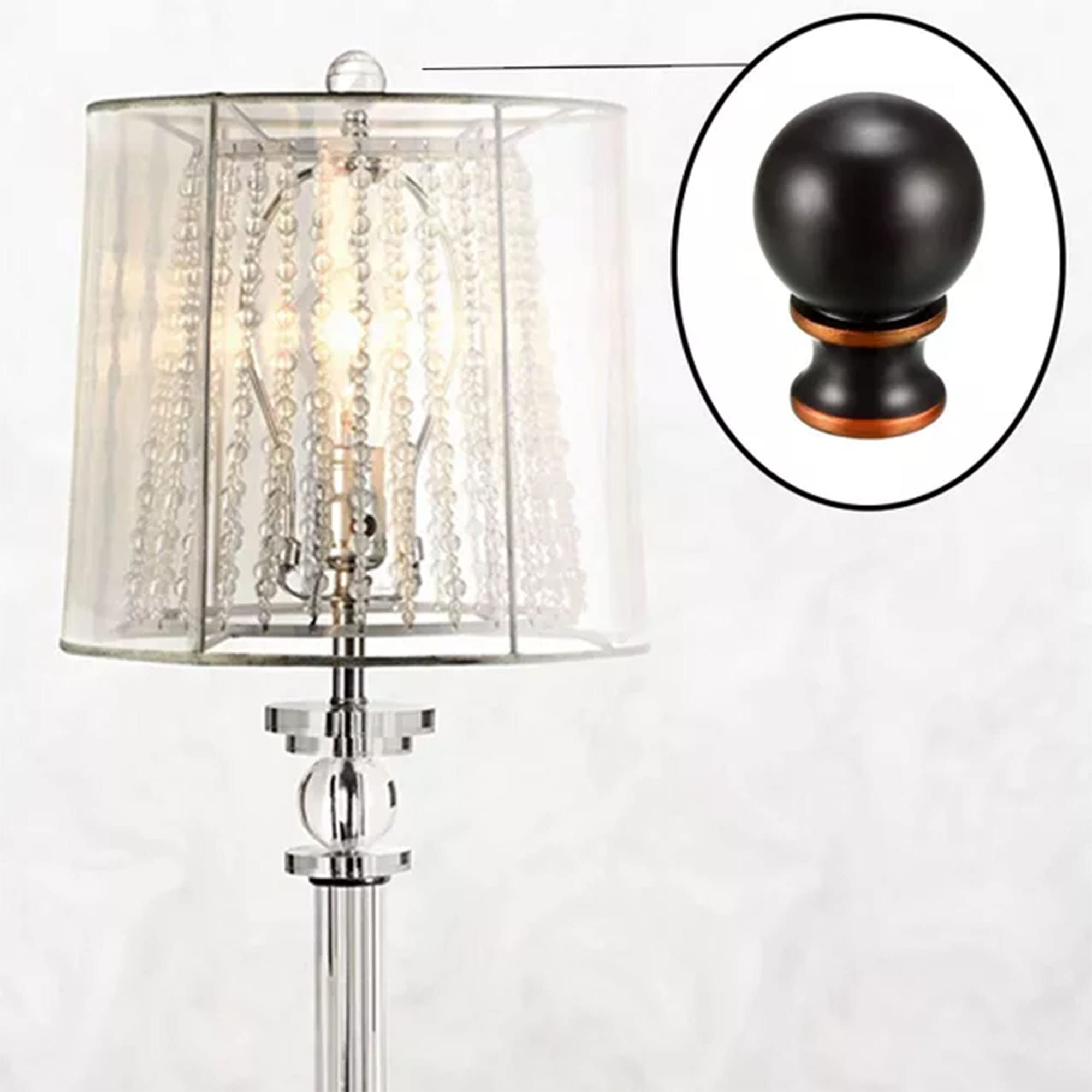Elegant Black Ball Design Lamp Finials - Decorative Lamp Topper Knobs for Table & Floor Lamps (Set of 2) - Perfect for Living Room, Bedroom & Home Decor Lighting Accents