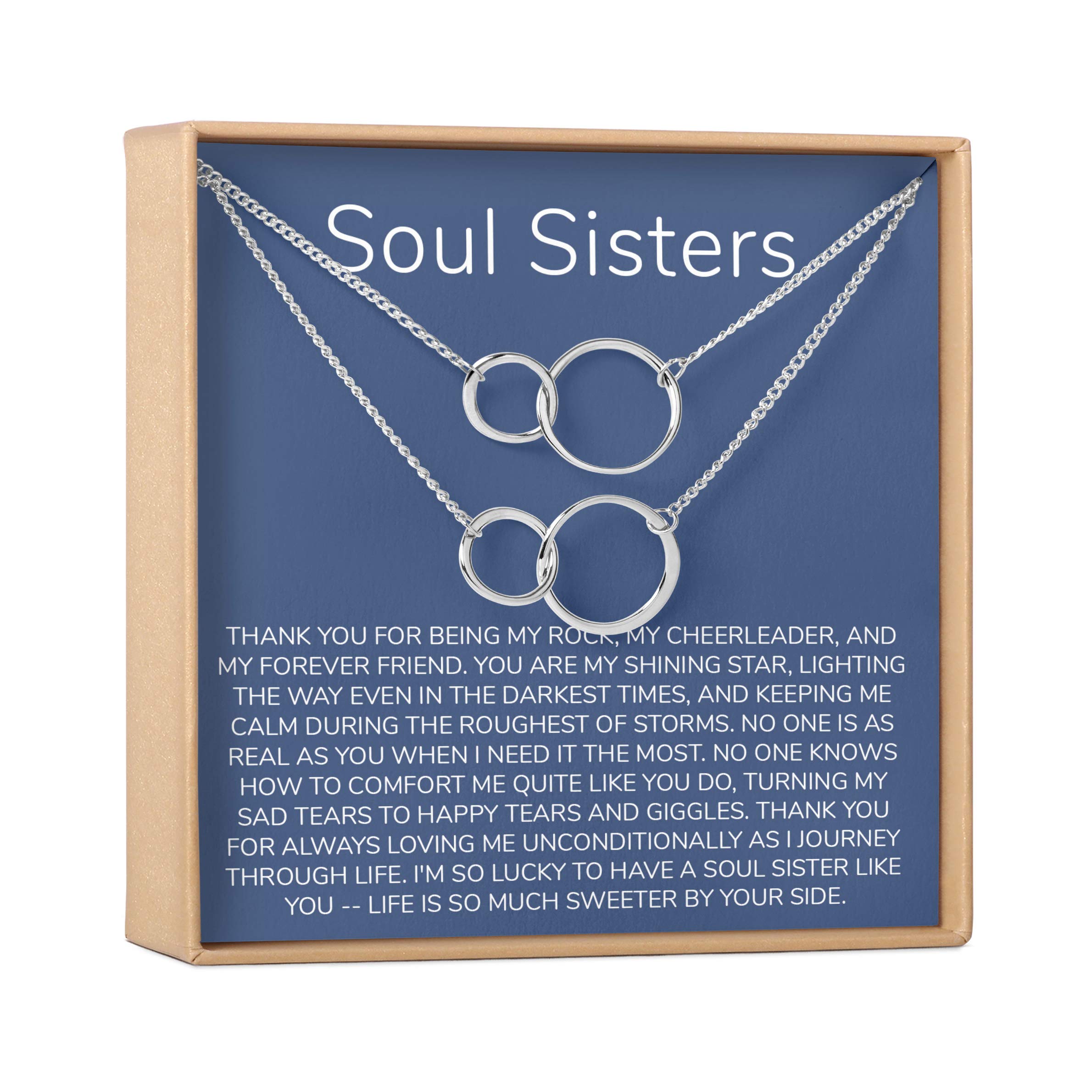 Soul Sisters Necklace - Best Friend Jewelry Gift for Long Distance, Birthday, Christmas & Holidays | Heartfelt Friendship Necklace with Card | Meaningful Gifts for Sisters, BFFs & Loved Ones | Perfect for Anniversaries, Graduation & Special Occasions
