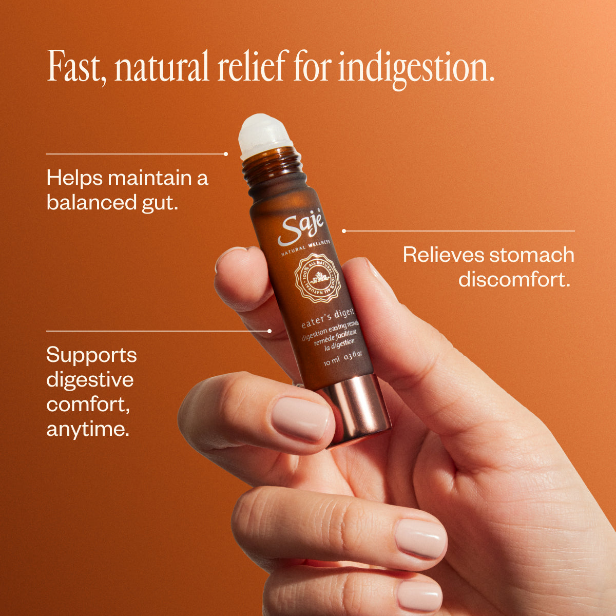 Eater's Digest Remedy Roll-On - Natural Stomach Relief for Indigestion & Bloating - Perfect for Travel, Work & Home Use
