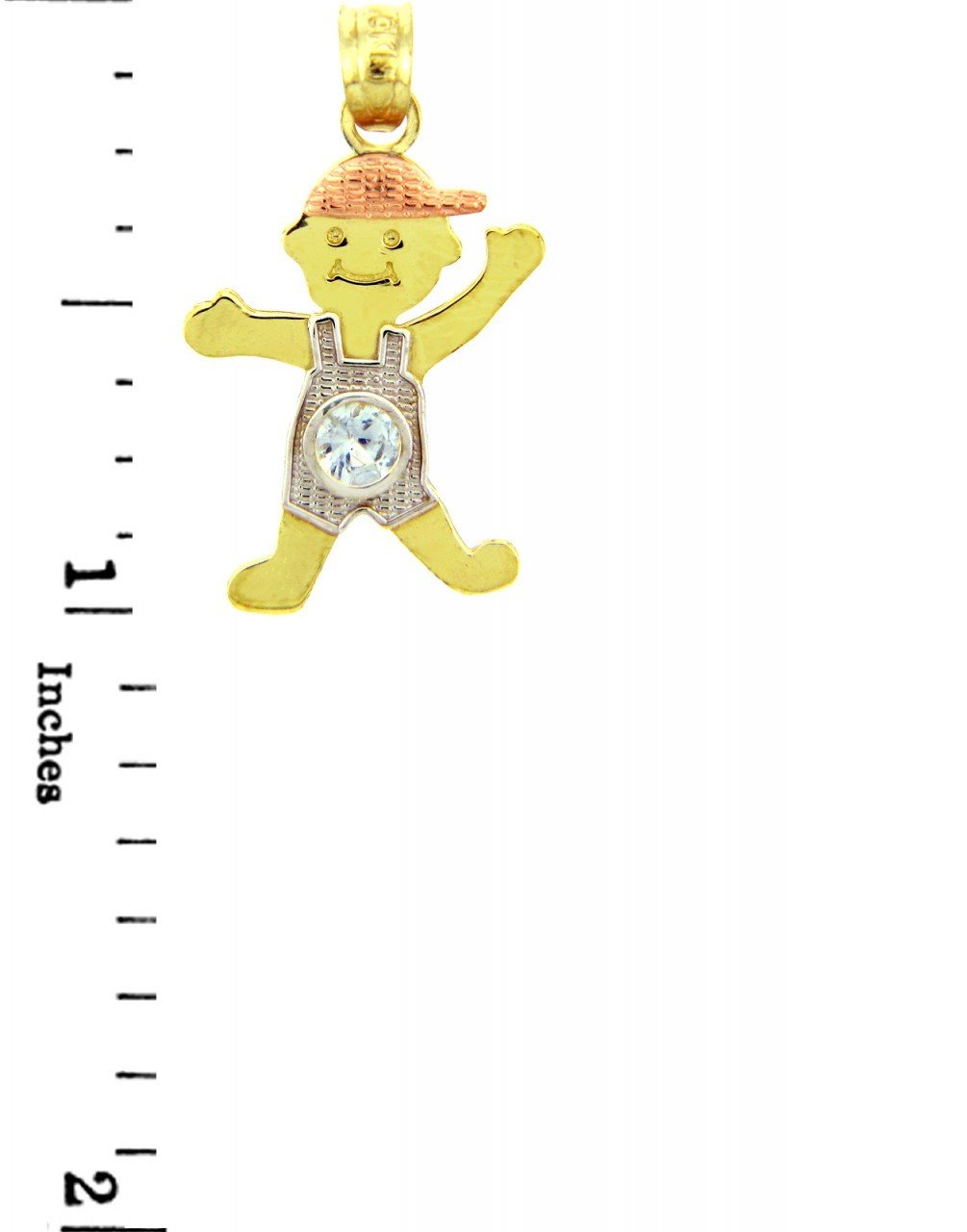 14K Tri-Color Gold Boy with Hat March Birthstone Charm Pendant - Perfect Gift for Birthdays, Mother's Day & Family Jewelry Collections