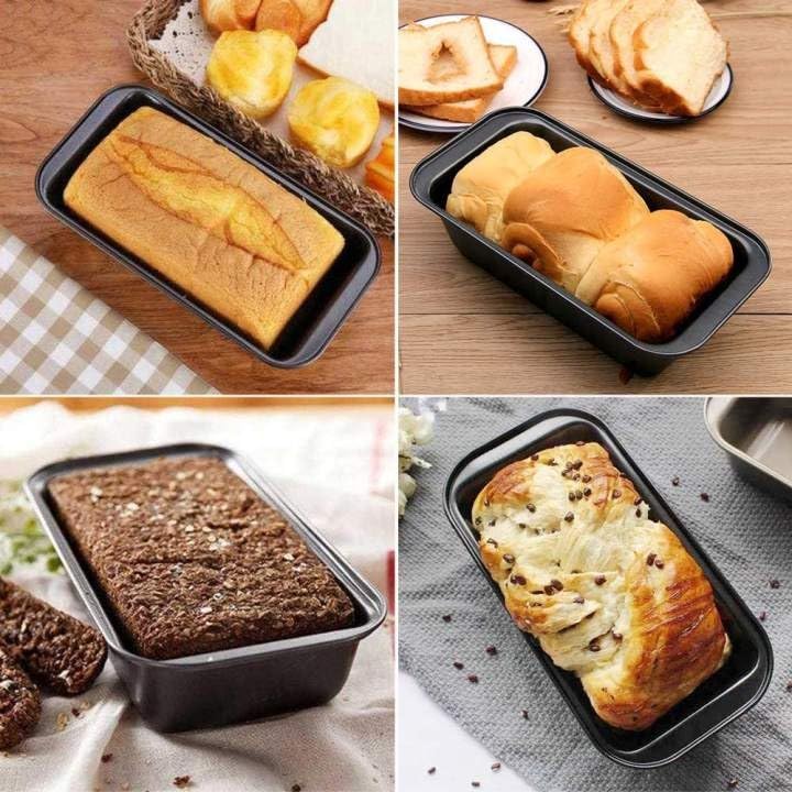 Premium Non-Stick Carbon Steel Rectangle Cake Pan - Teflon Coated Baking Tray for Bread, Loaf & Cake - Microwave & OTG Safe - Ideal for Home Baking, Birthday Parties & Professional Bakeries (Large, Black)