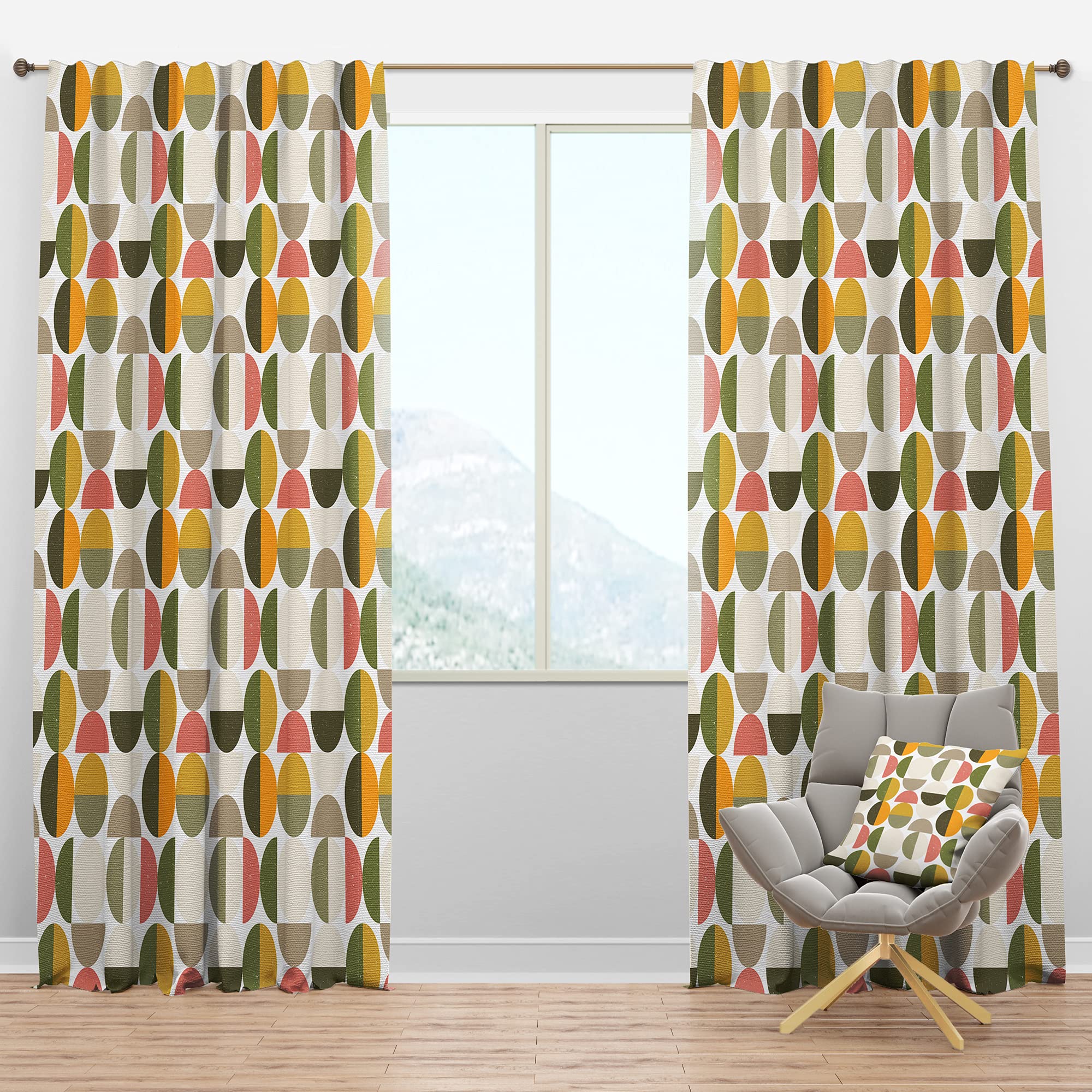 DesignQ Blackout Curtains - Vintage Circular Pattern Thermal Insulated Drapes for Bedroom & Living Room (52x95, Single Panel) - Perfect for Light Blocking & Energy Saving