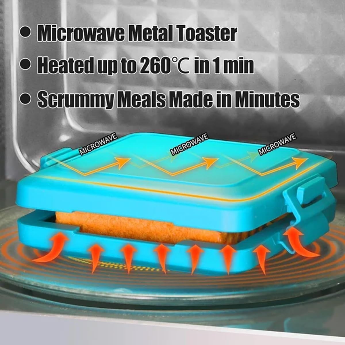 **Microwave Toastie Sandwich Maker - Adjustable Silicone Straps, Non-Stick Plates, Rapid Heating & Dishwasher Safe - Perfect for Quick Lunches, Snacks & Kids Meals (Blue)**