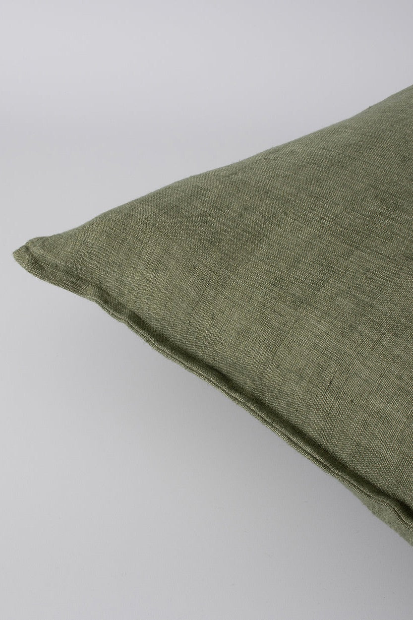 Arcadia Moss Feather Inner 40x60cm Linen Cushion Cover - Soft Decorative Throw Pillow for Sofa, Bed & Home Decor