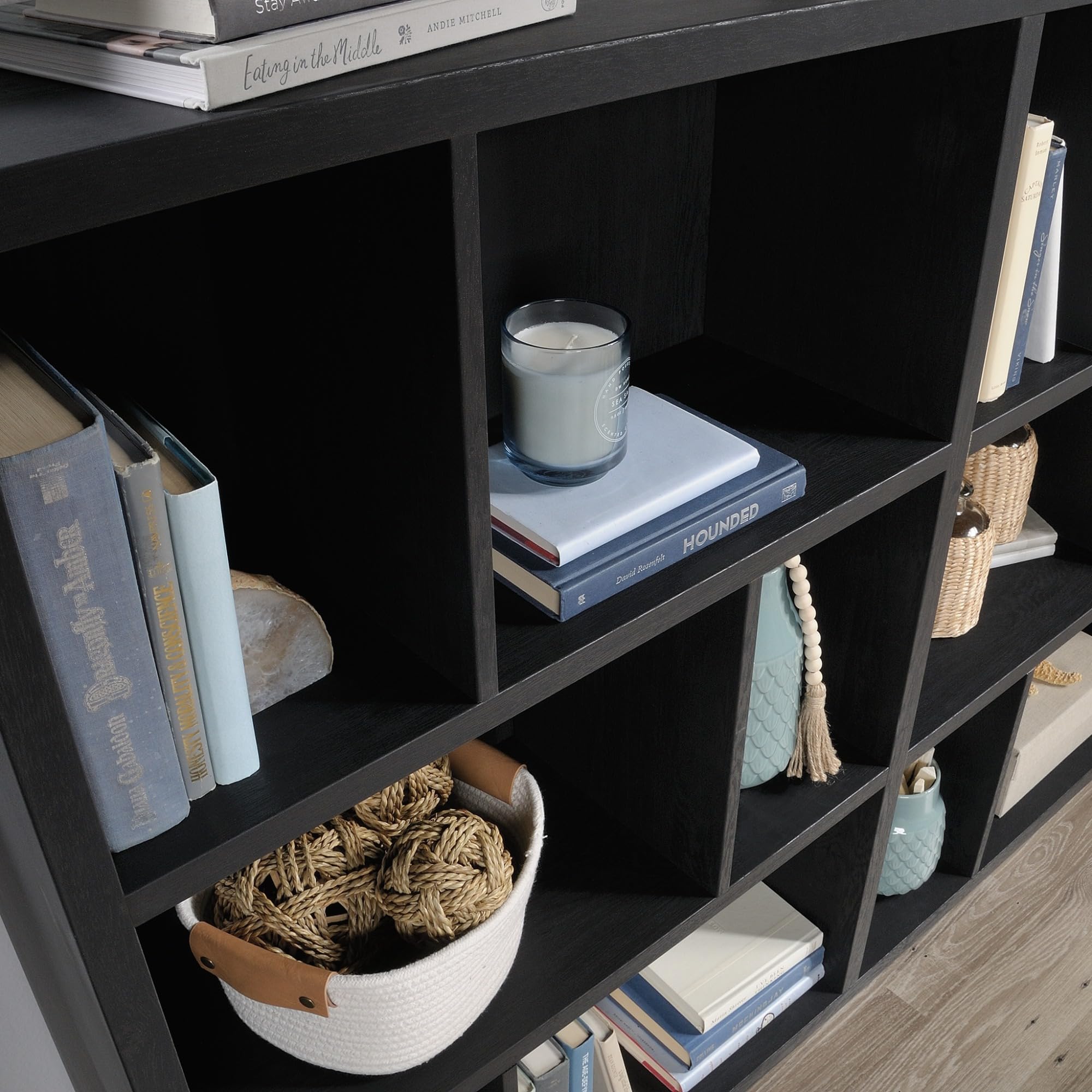 Sauder Modular Cube Storage Bookcase - Raven Oak Finish, Display Shelf for Books, Toys & Home Decor - Perfect for Living Room, Office & Kids Room Organization
