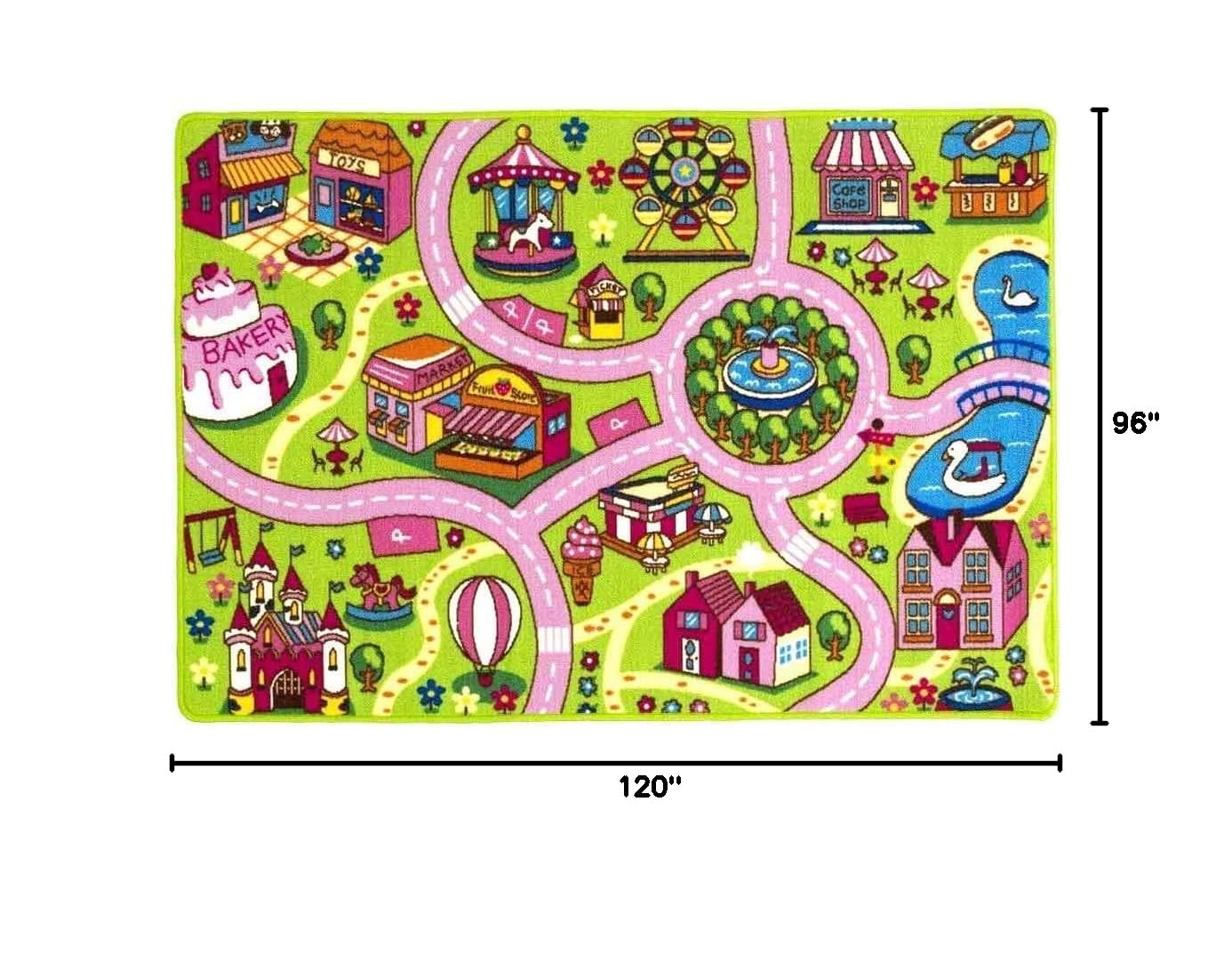 Champion Rugs 8x10 Feet Kids Road Map Play Mat - Educational Learning Carpet for Baby Room, Daycare, Classroom & Playroom - Perfect for Interactive Games & Bedroom Decor