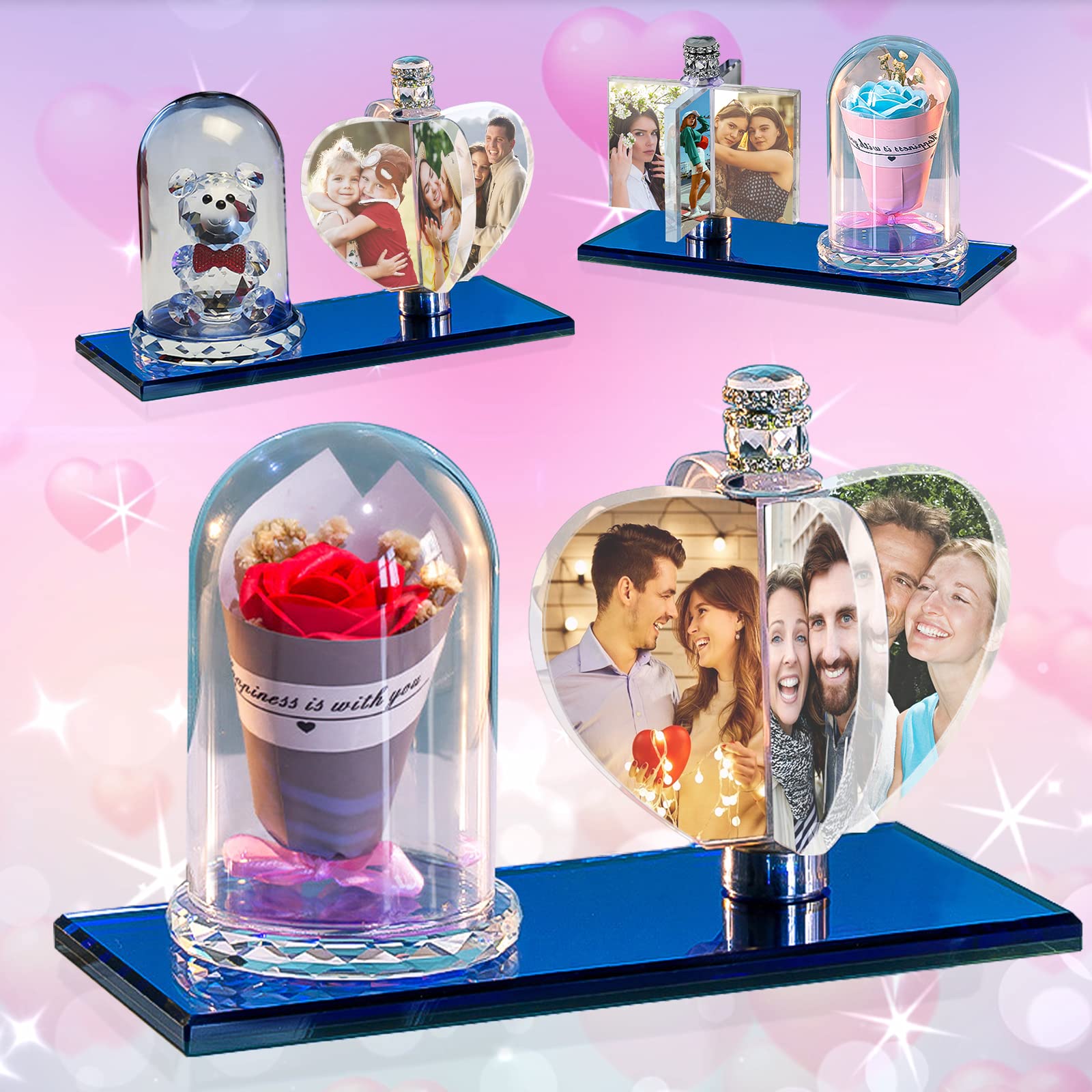 Custom 3D Photo Crystal Lamp - Personalized Windmill Photo Frame with Pictures | Unique Anniversary, Birthday & Christmas Gift | Perfect for Home Decor, Night Light & Special Occasions