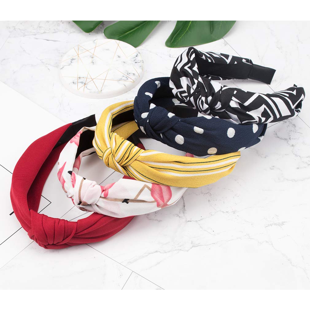 12 Pack Non-Slip Knotted Headbands for Women & Girls - Fashionable Wide Fabric Hair Accessories for Workouts, Yoga, Sports & Everyday Style