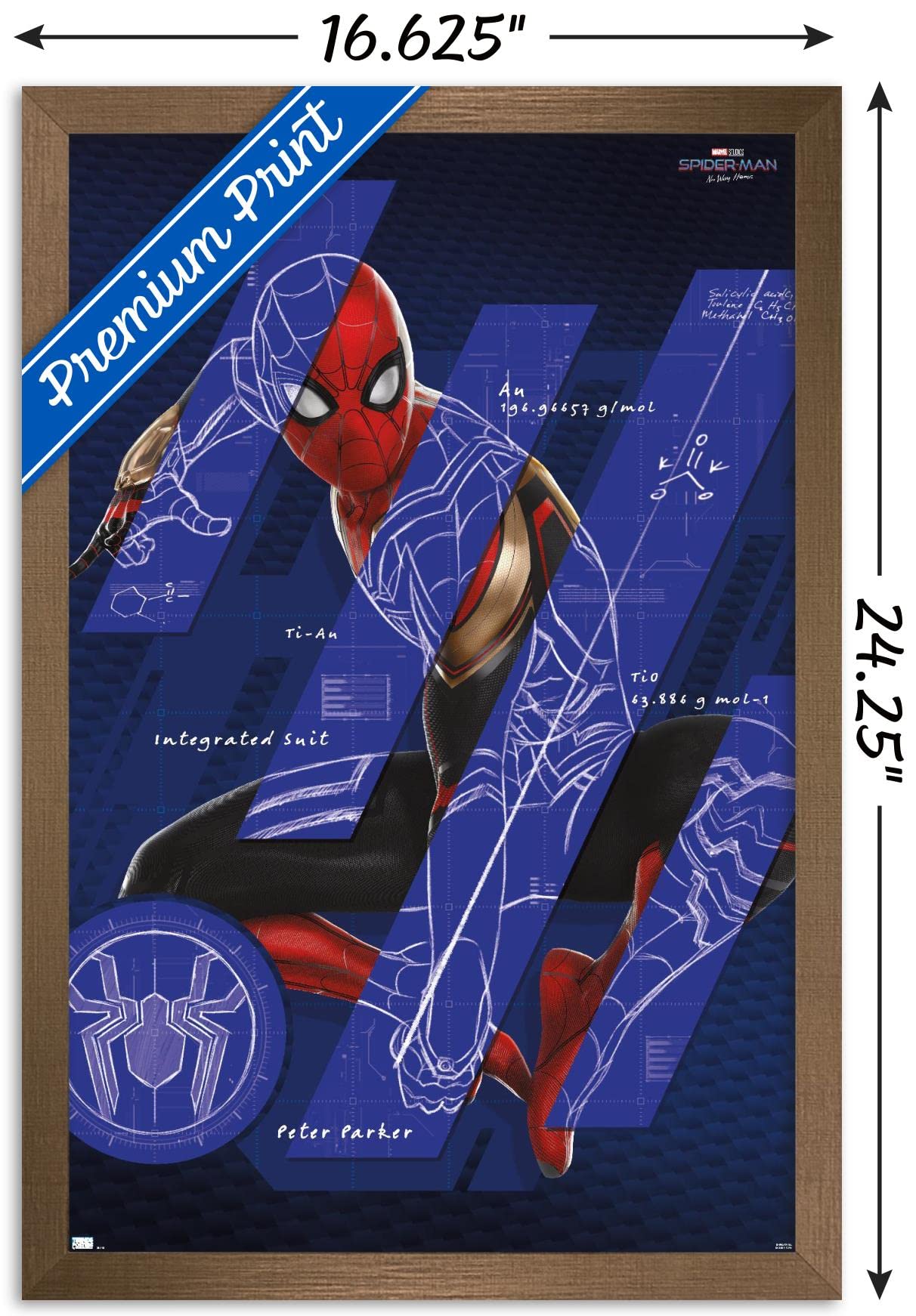 Marvel Spider-Man: No Way Home Bronze Framed Wall Poster 22.4x14.7 Inches - Premium Home Theater Decor, Superhero Bedroom Art, Movie Lover Gift Idea