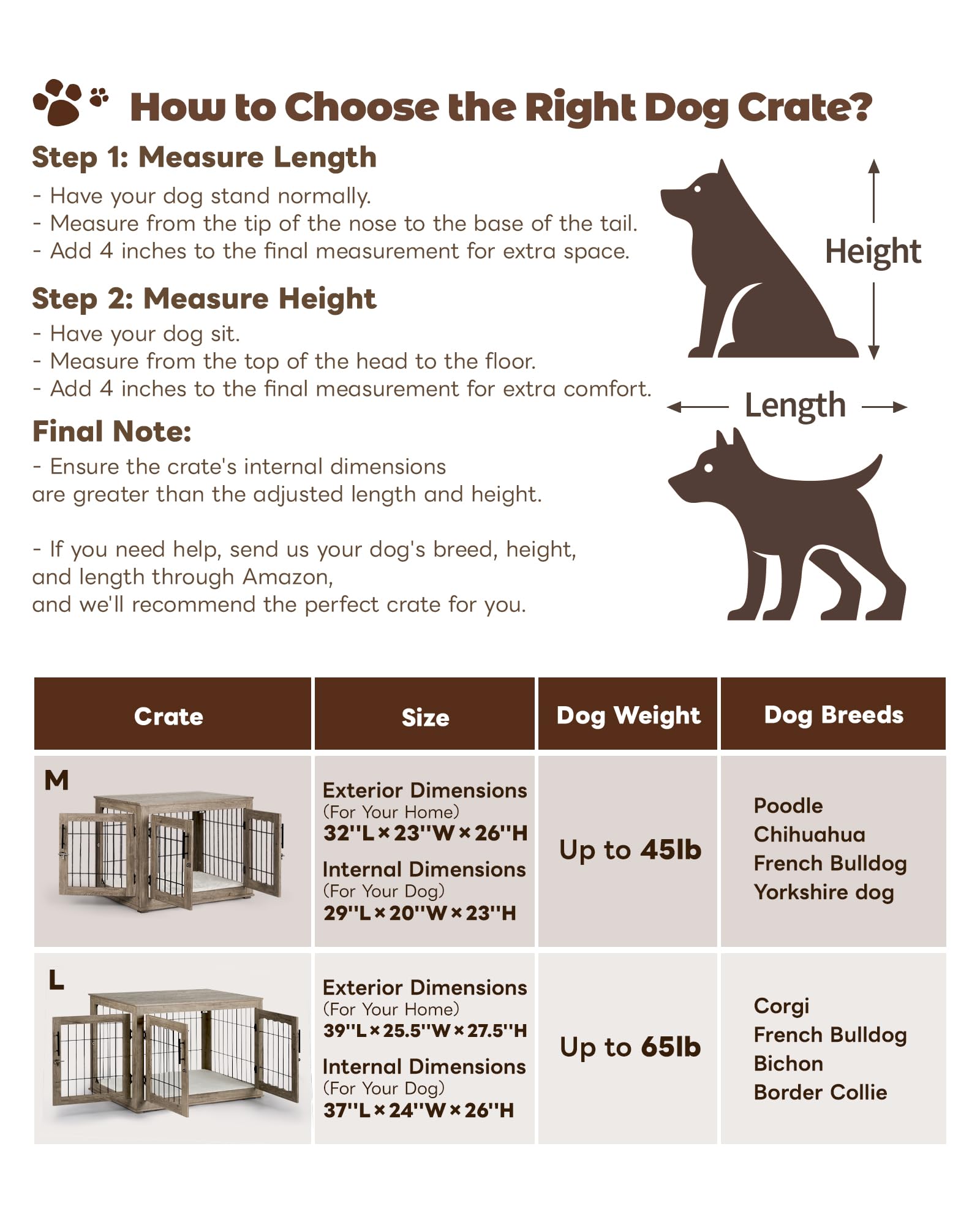 32 Inch Wooden Dog Crate Furniture with Bed Mat - Medium Dog Kennel with 3 Doors, End Side Table Design in Greige | Perfect for Living Room, Bedroom & Home Decor