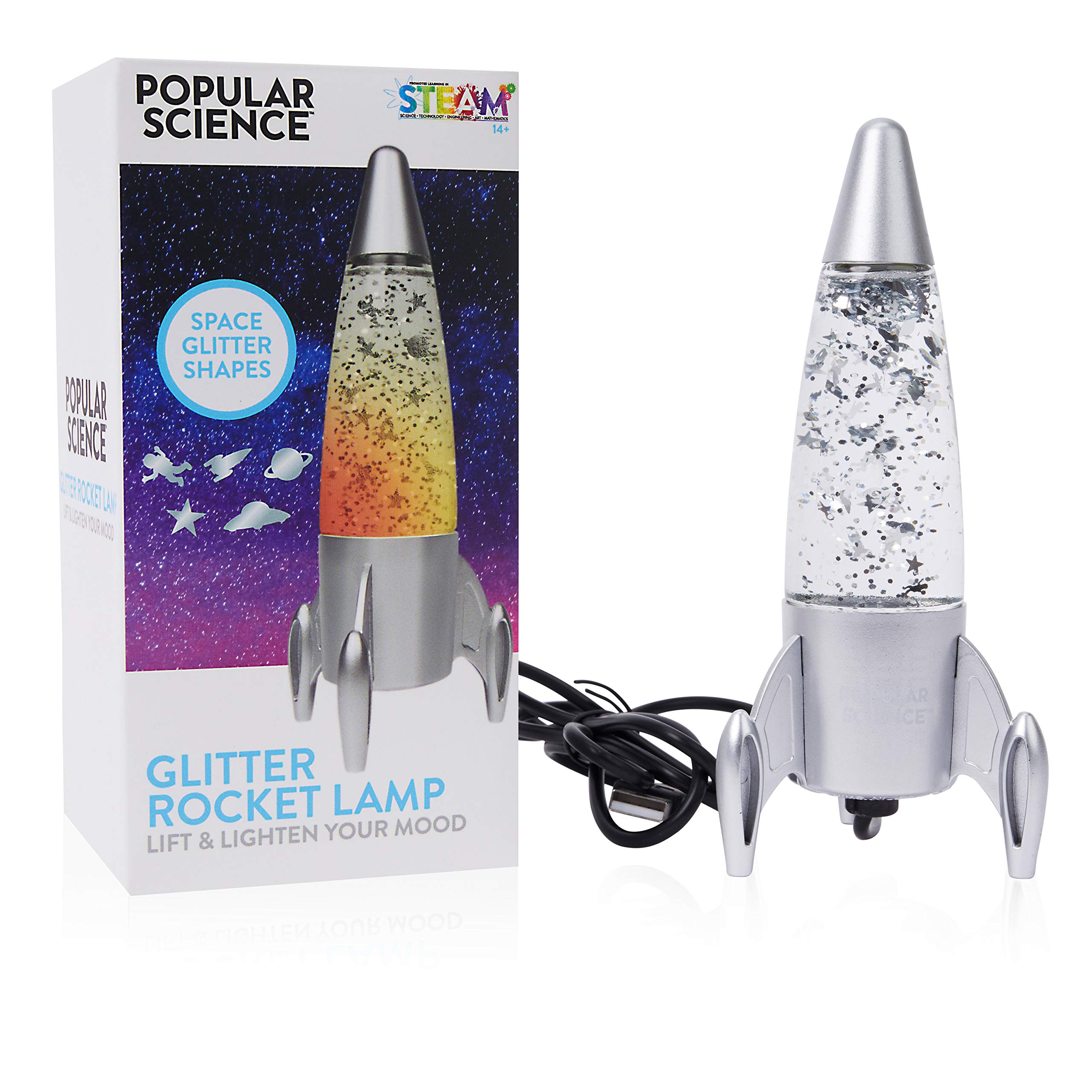 Best Selling Science Glitter Rocket Lamp - USB Powered LED Desk Lamp & Night Light for Kids Room, Bedroom, Study - Perfect for Relaxation, Sleep Aid & Decoration