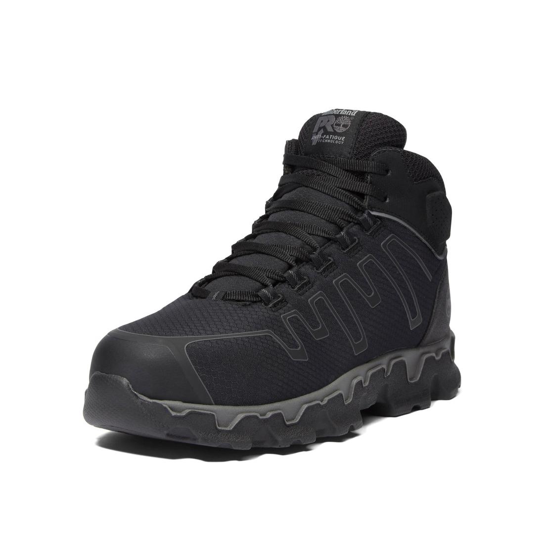 Powertrain Sport Alloy Toe Work Boots for Men - Black Safety Shoes for Construction, Warehouse & Industrial Work | Durable & Comfortable Work Boots