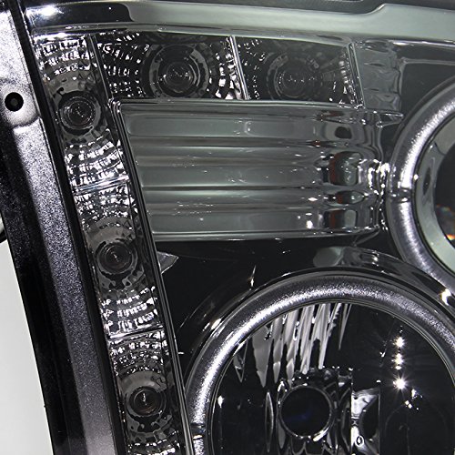 AKKON Smoked Halo Projector Headlights & LED Tail Lights Set for 2009-2018 Dodge Ram 1500/2500/3500 - Upgrade Your Truck's Style & Night Visibility for Off-Roading & Daily Driving