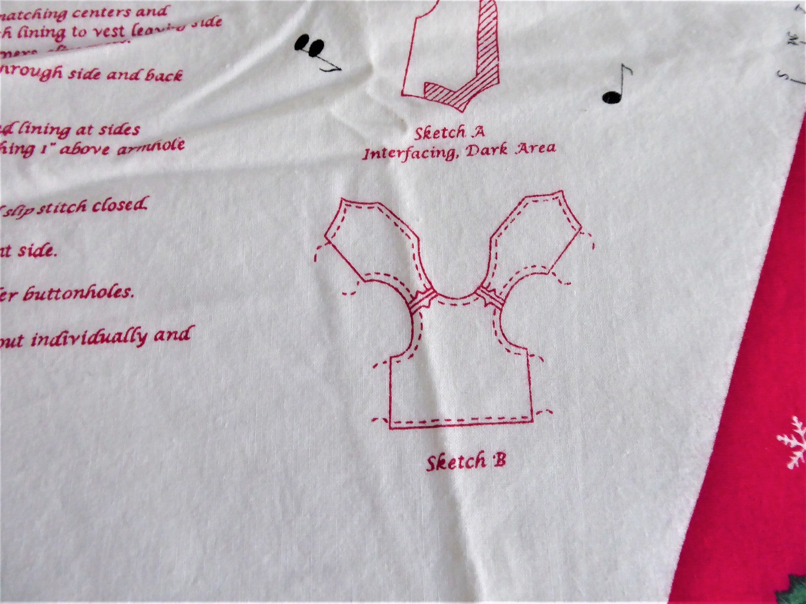Christmas Vest Panel - Cut and Sew Holiday Harmony Music Fabric for DIY Festive Apparel - Perfect for Crafting Custom Holiday Outfits & Seasonal Decorations