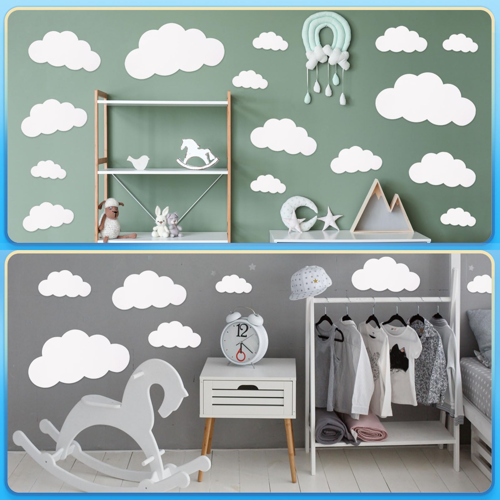MixTeach 100 Pieces White Cloud Cutouts Set - Paper Cloud Wall Decals, Die Cut Cardstock Shapes for Classroom Decor, Nursery, Playroom & Party Decorations | Perfect for Baby Showers, School Projects & Home Wall Art