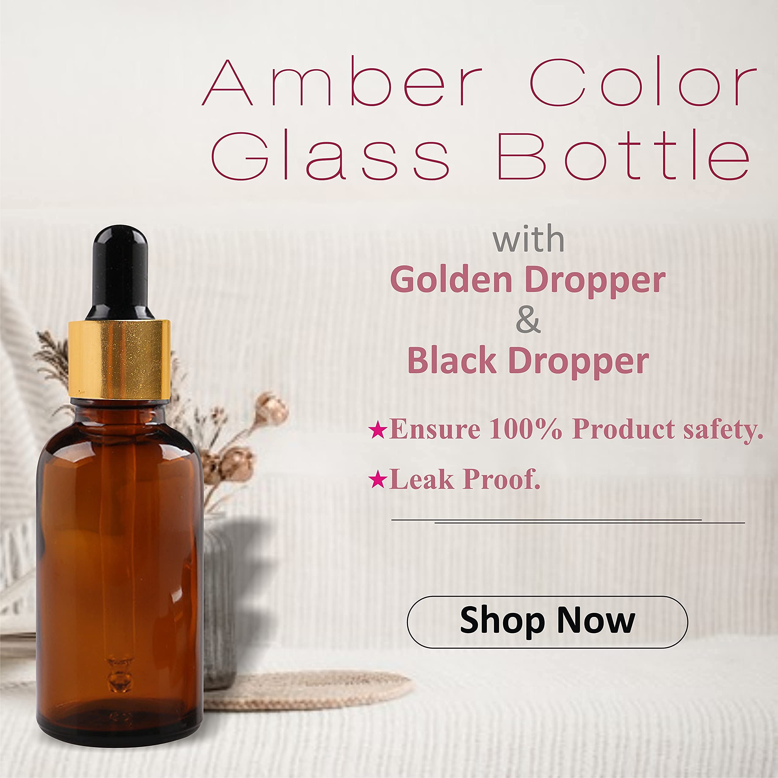 Premium 15ml Amber Glass Bottles with Gold Plated Dropper - Essential Oil Bottles, Perfume Bottles, Serum Containers (Pack of 3) - Perfect for DIY Beauty, Aromatherapy & Travel Size Storage