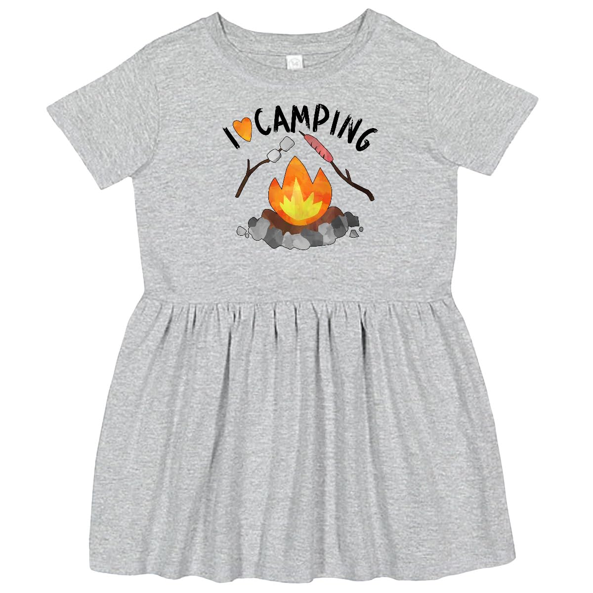 Inktastic I Love Camping Toddler Dress - Cute Campfire, Hot Dog & Marshmallows Print for Girls - Perfect for Outdoor Adventures, Camping Trips & Family Vacations