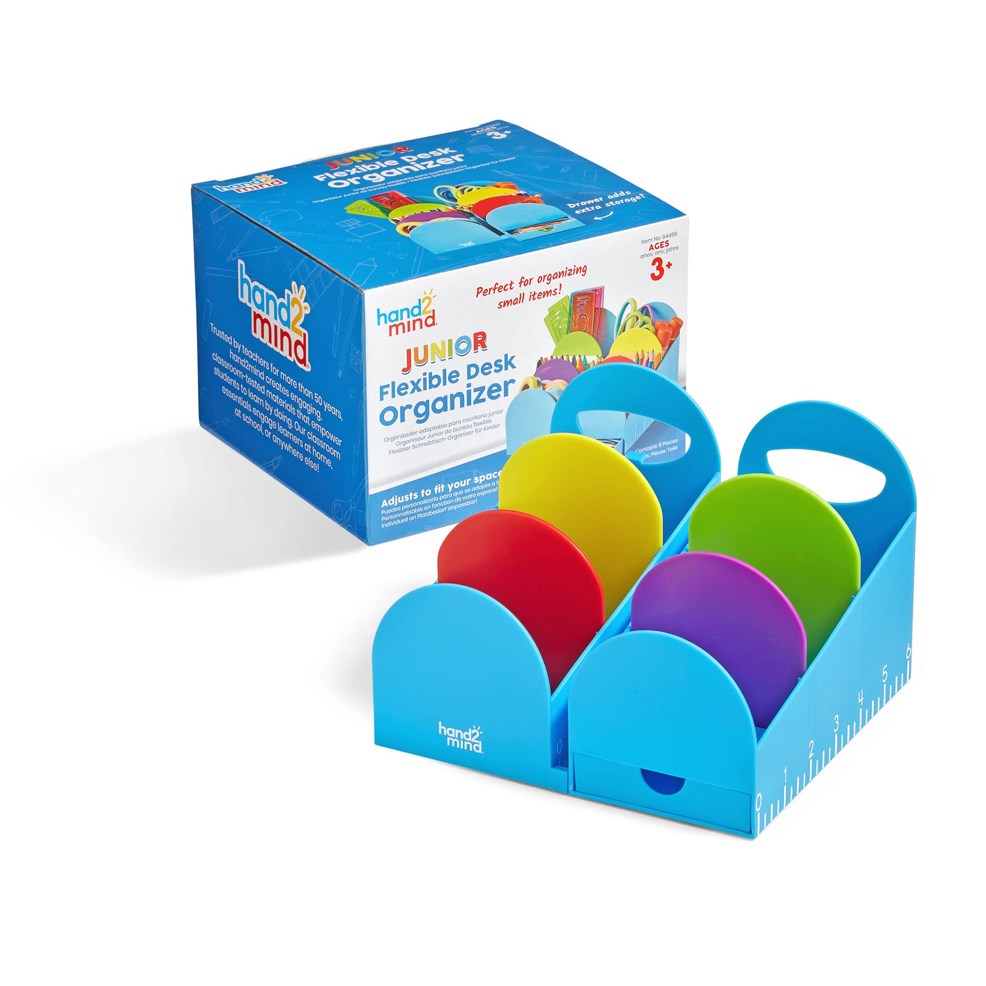 hand2mind Junior Flexible Desk Organizer - Modular Desktop Storage for School & Office Supplies | Pencil Holder, Drawer Organizer & Teacher Accessories | Perfect for Classroom, Home Office & Study Spaces