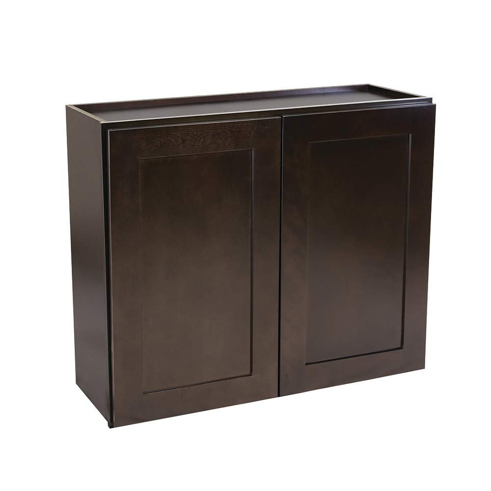 36-Inch Espresso Shaker Wall Cabinet for Kitchen Storage