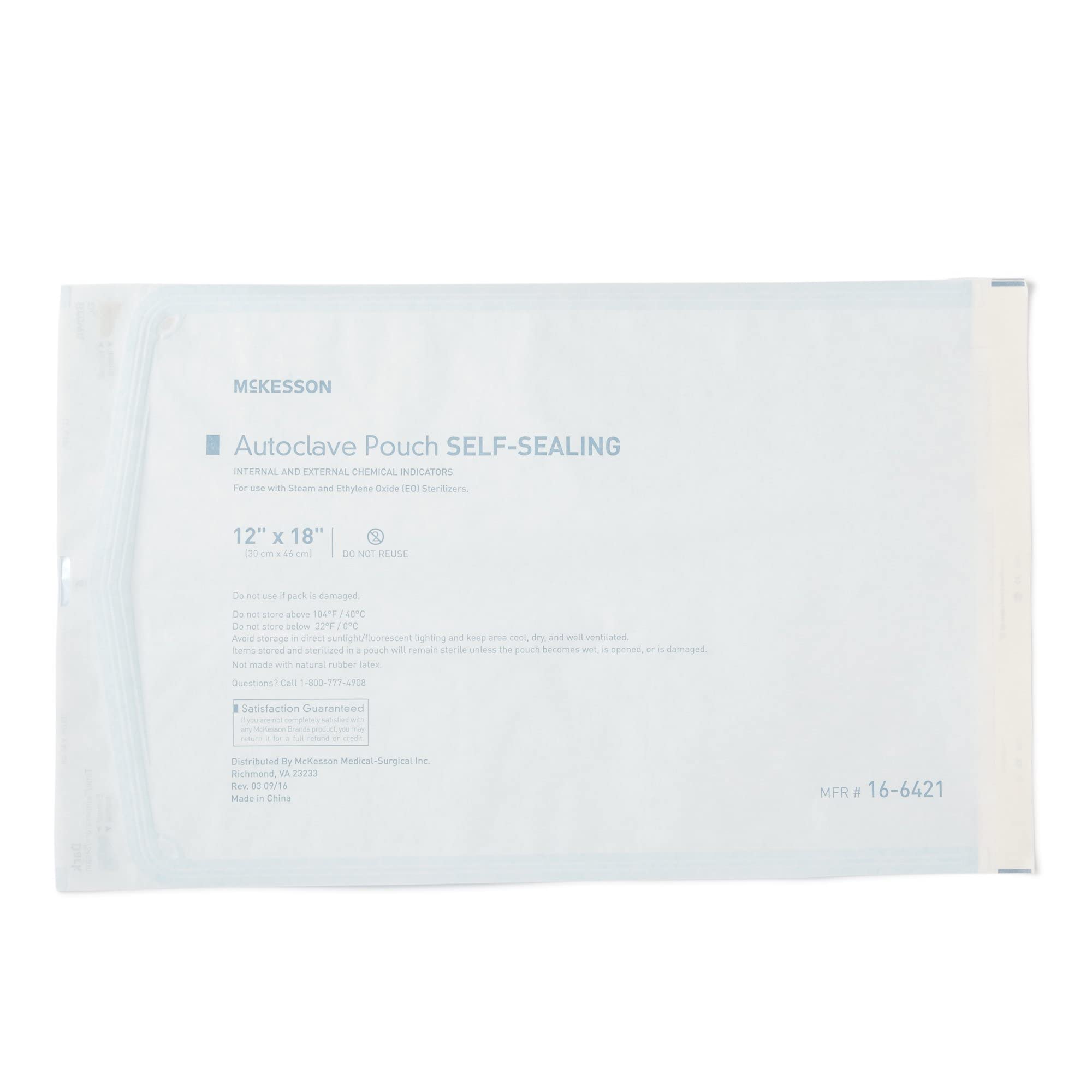 McKesson Sterilization Pouches for Steam or EO Gas - Self-Sealing Autoclave Bags 12x18 Inch (200 Count per Pack, 5 Packs Total 1000 Pouches) - Ideal for Dental Offices, Hospitals & Medical Clinics