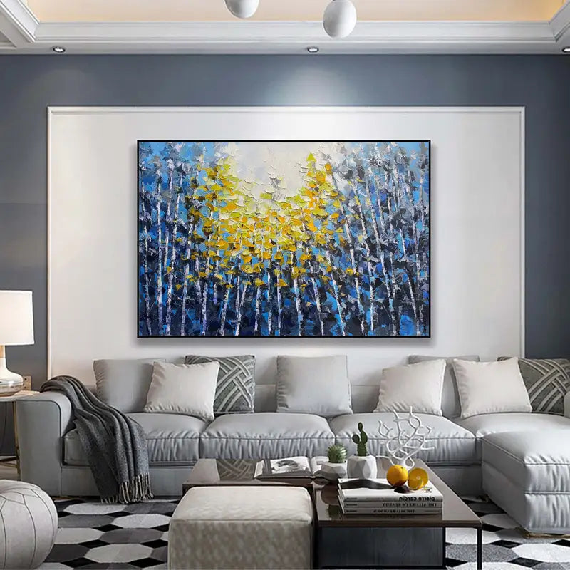 Beautiful Flower and Tree Painting #FT027 - Handmade Canvas Art for Home Decor, Living Room, Bedroom & Office Wall