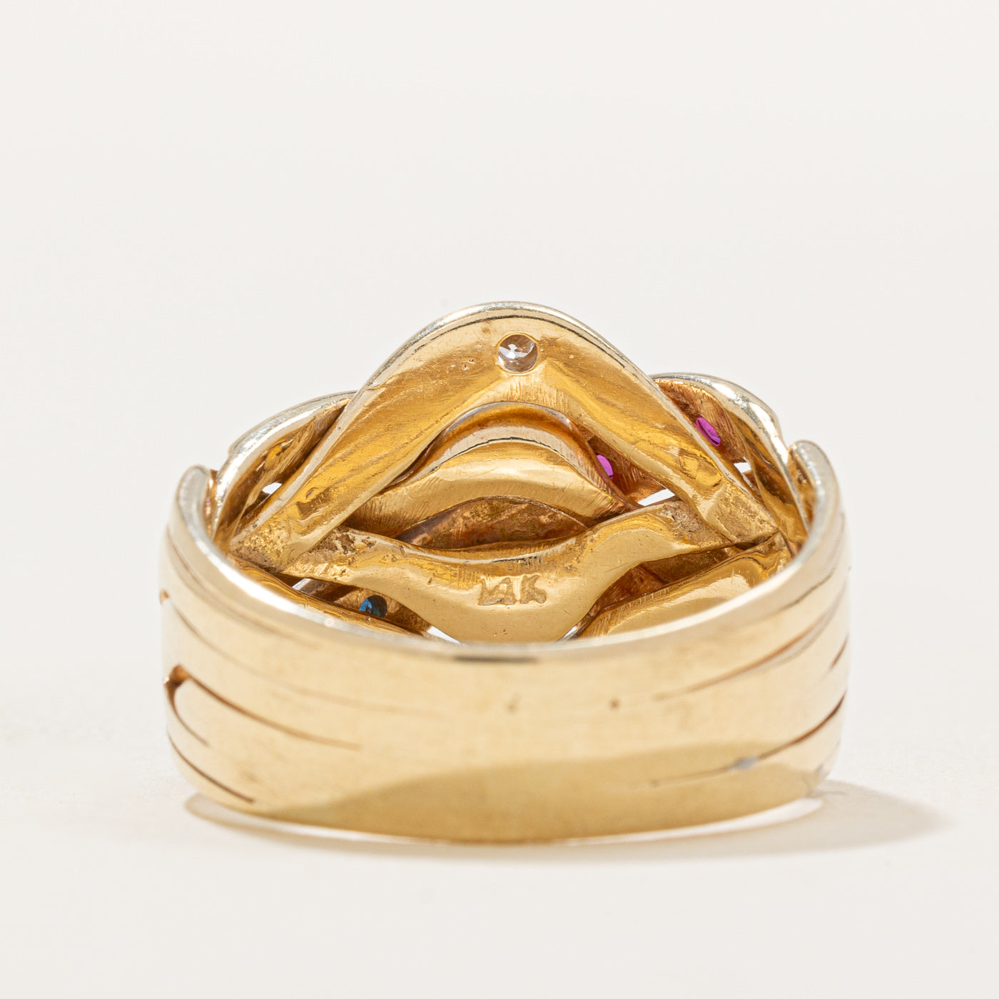 Multi Gemstone Puzzle Ring for Women | 0.59ctw Genuine Gemstones | Size 7.5 | Elegant Stackable Jewelry Gift for Anniversary, Birthday & Special Occasions