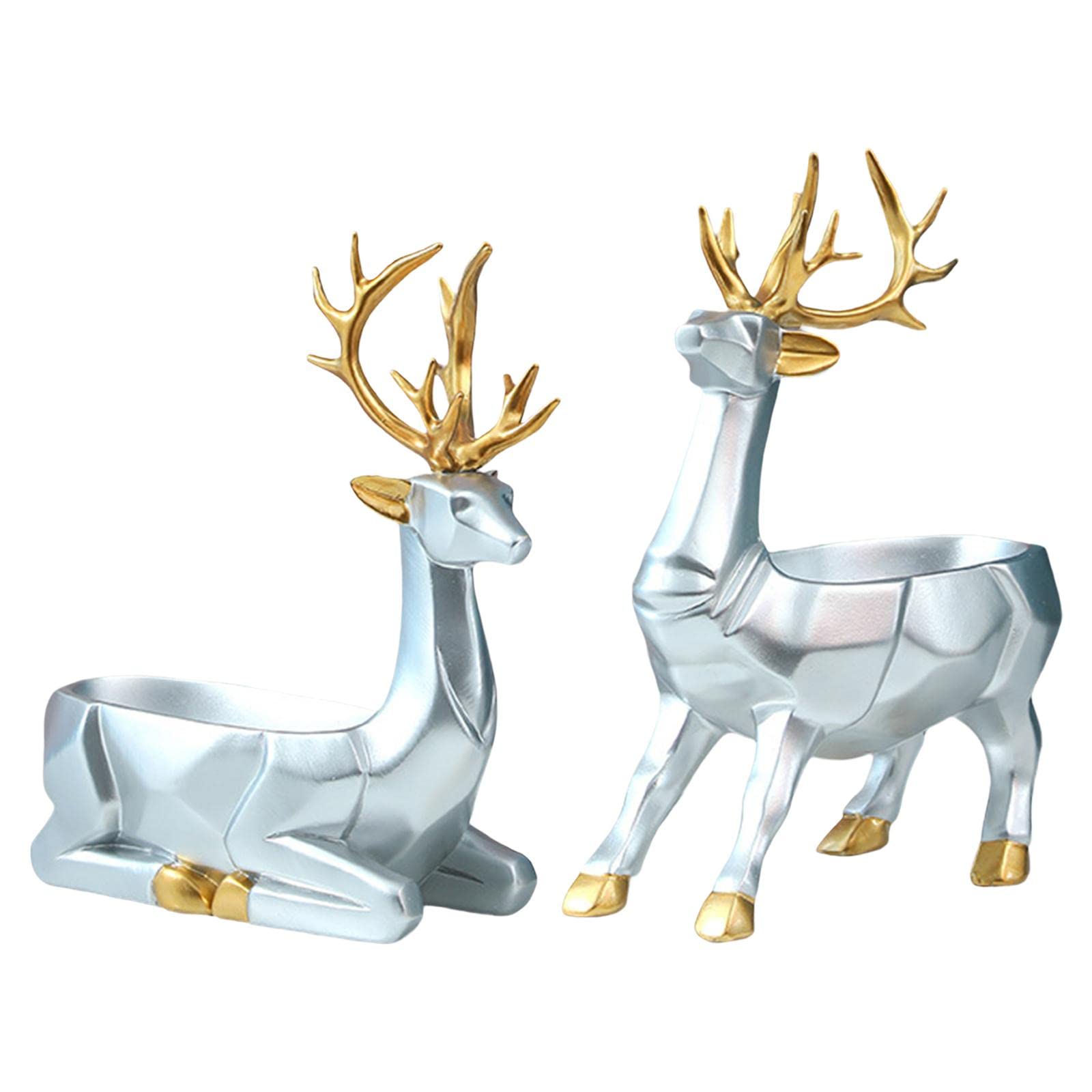 Premium Elk Figurine Storage Box - Handcrafted Deer Sculpture Organizer for Collectibles, Jewelry, Keys & Nuts | Elegant Silver Animal Statue for Nightstand, Bookshelf & Home Decor | Perfect Gift for Nature Lovers & Rustic Home Decor