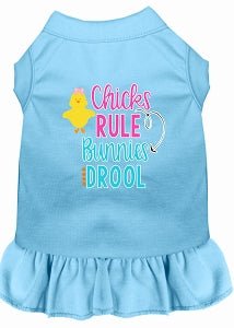Chicks Rule Screen Print Dog Dress - Cute & Colorful Pet Outfits for Small & Medium Dogs - Perfect for Parties, Photos & Daily Walks