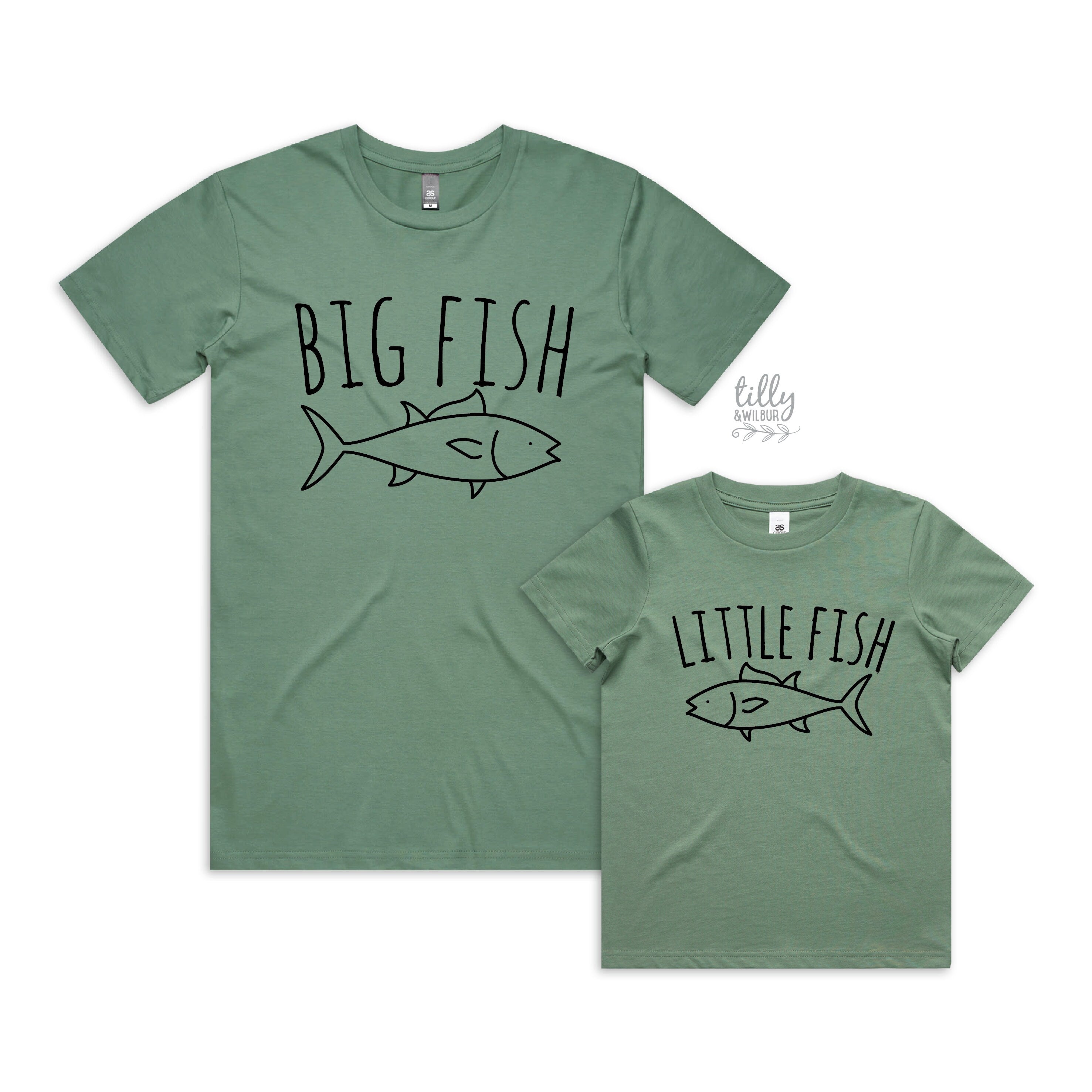 Father and Son Matching T-Shirts - Big Fish Little Fish Design - Perfect for Family Outings, Photos, and Special Occasions