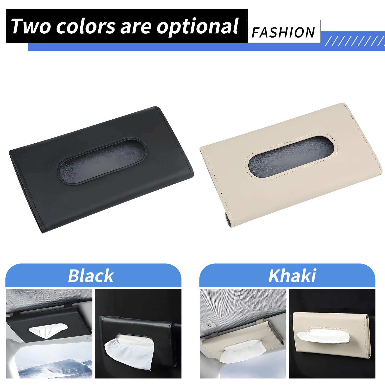 Premium Leather Car Tissue Holder with High-End Lotion Facial Tissues - Sun Visor Napkin Dispenser & Car Visor Accessory - Perfect for Road Trips, Daily Commutes & Family Travel