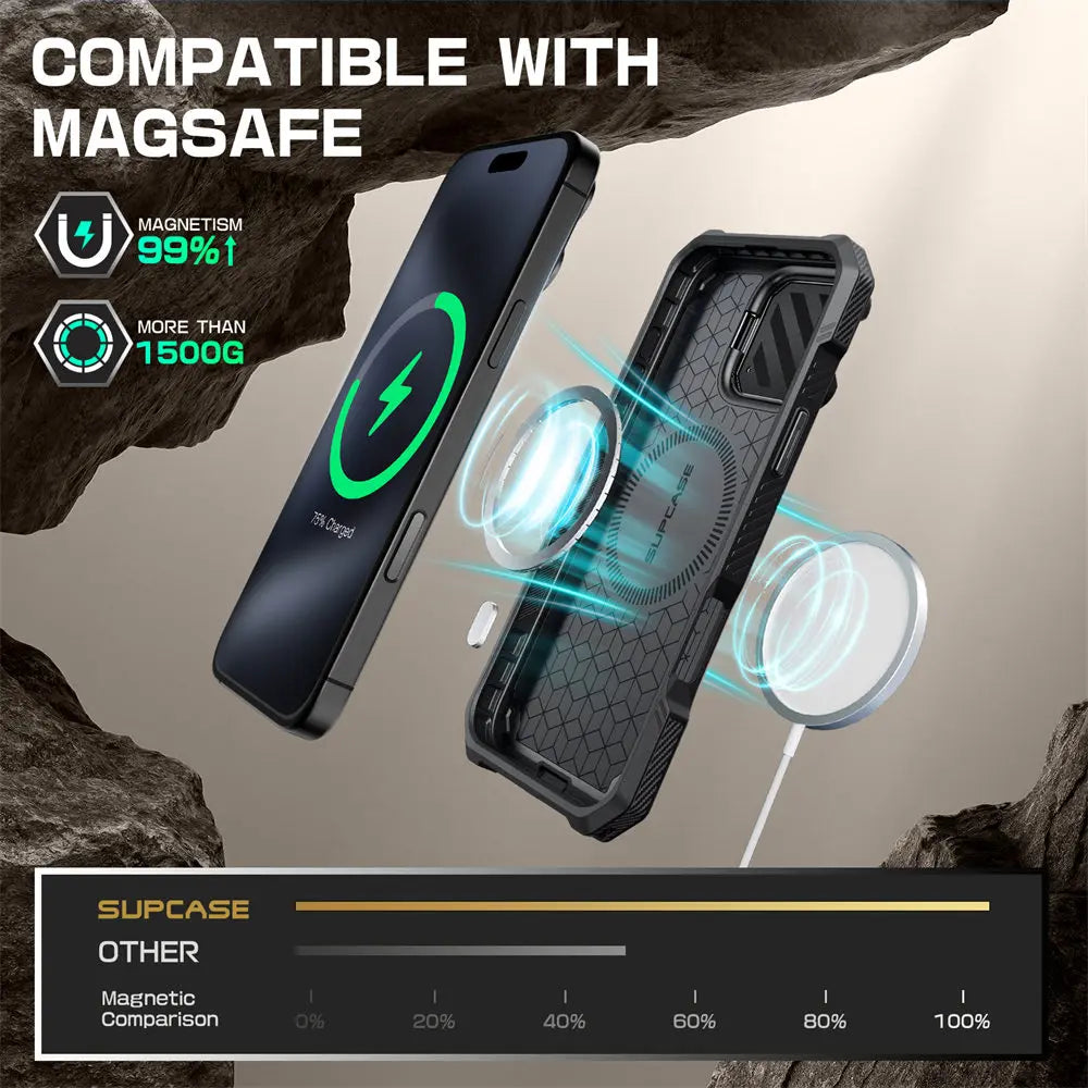 iPhone 16 SUPCASE UB Mag XT Heavy Duty Magnetic Case - Shockproof Protective Cover with Strong Magnetic Mount for Car & Home Use - Perfect for Outdoor Activities, Travel & Daily Protection