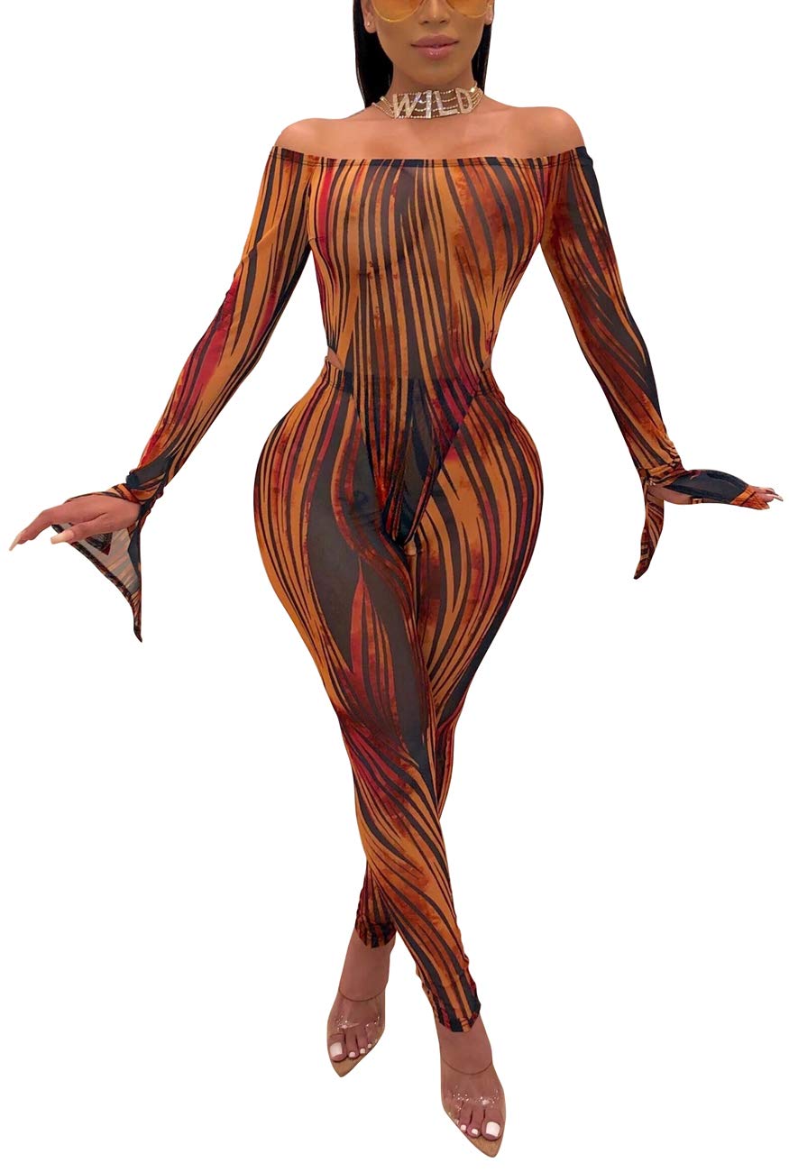 Sexy Women's Bodycon Two Piece Club Outfits - Long Sleeve Jumpsuit with Skinny Pants for Party, Nightclub & Evening Wear | Perfect for Clubbing, Date Night & Special Occasions