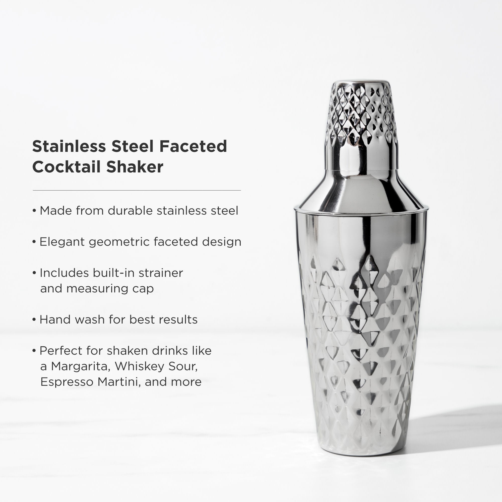 Premium Stainless Steel Cocktail Shaker Set - 24oz Bar Mixing Cup with Strainer & Lid - Perfect for Martini, Margarita, Whiskey Sour & Home Bartending