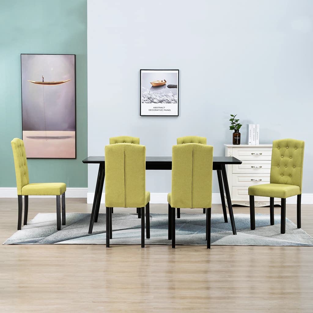 6 Pcs Green Fabric Dining Chairs - Comfortable Kitchen Chairs for Dining Room, Living Room, Bedroom, Kitchen & Restaurant Use