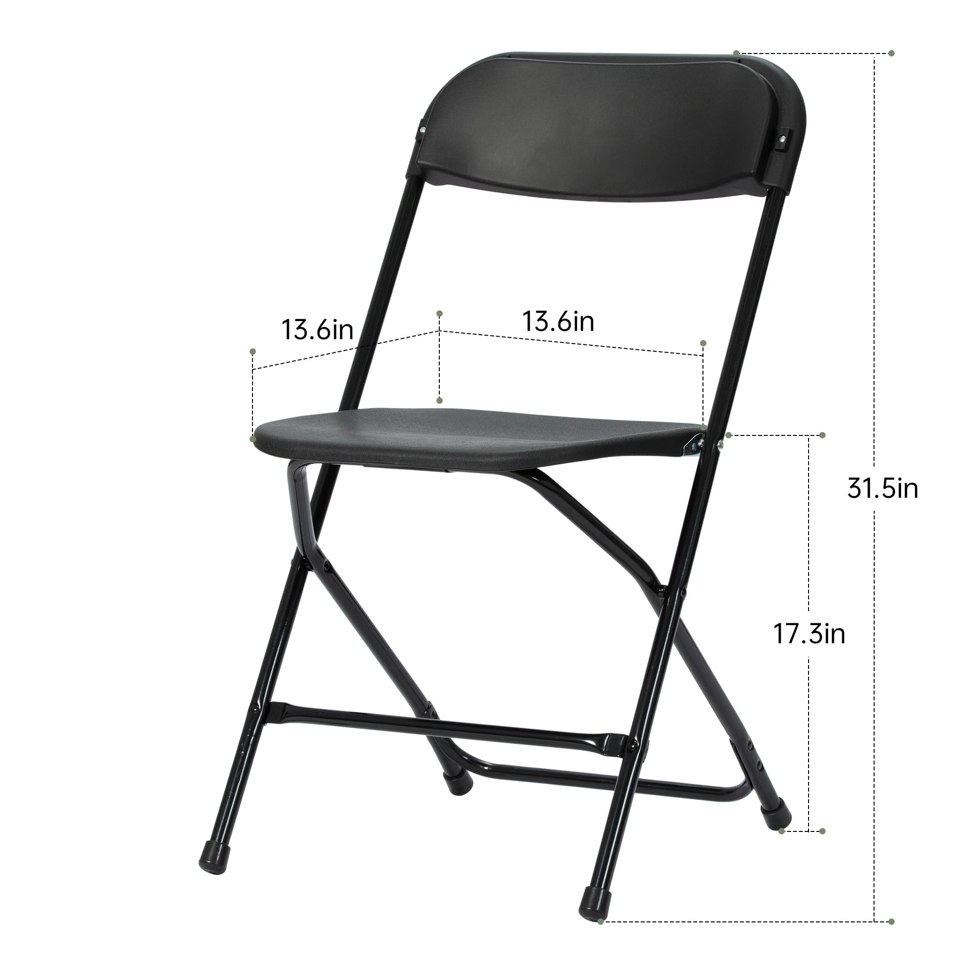 4-Pack Heavy Duty Plastic Folding Chairs - 650 LB Capacity Commercial Grade Stackable Chairs for Weddings, Parties, Events - Indoor & Outdoor Use - Portable Black Folding Chairs for Home, Office, Restaurant, and Backyard Gatherings