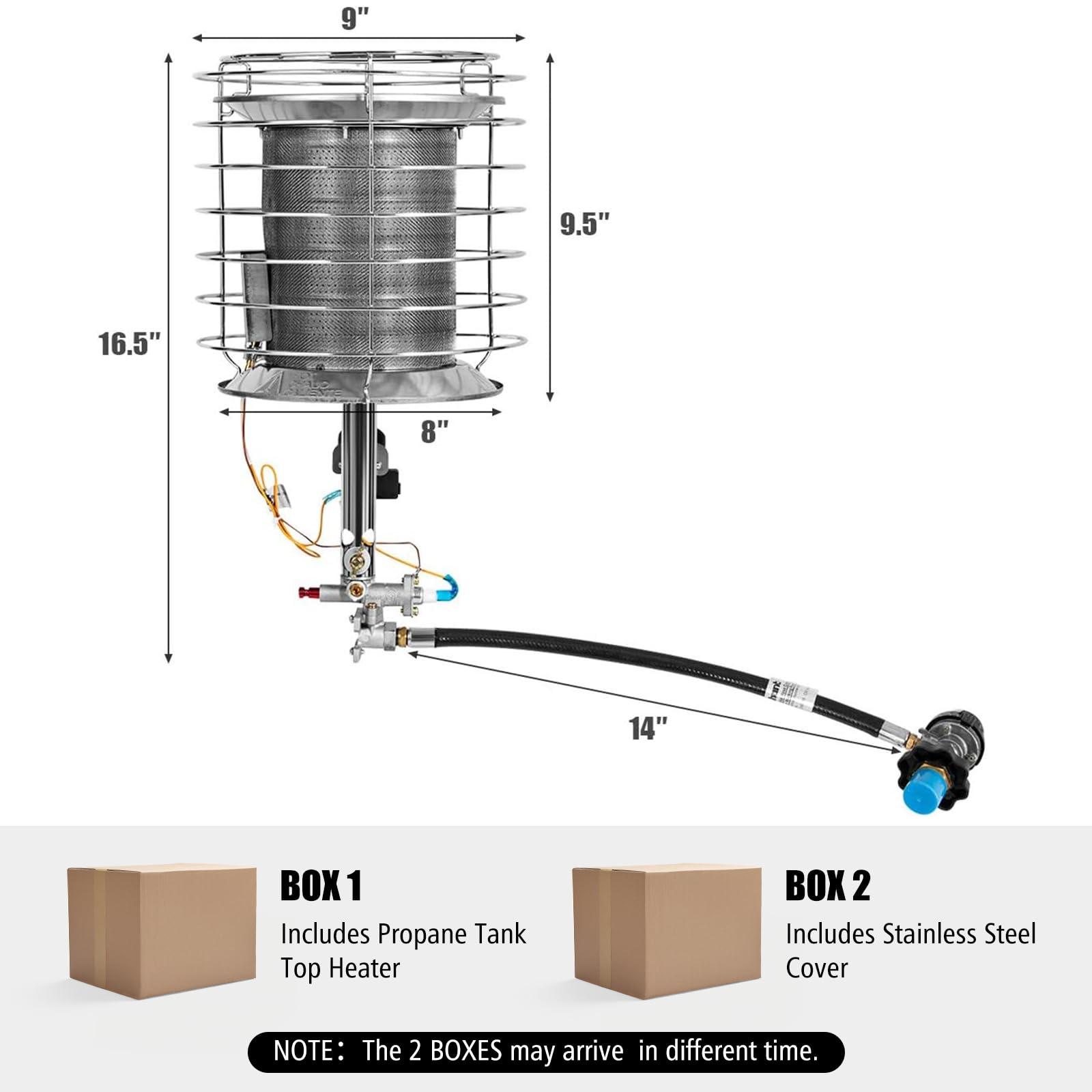 COSTWAY 42,000 BTU Portable Propane Heater with Auto Shut-Off & 360° Heat - Indoor/Outdoor Use for Patio, Garage, Camping & Workspaces | Safe Heating Solution