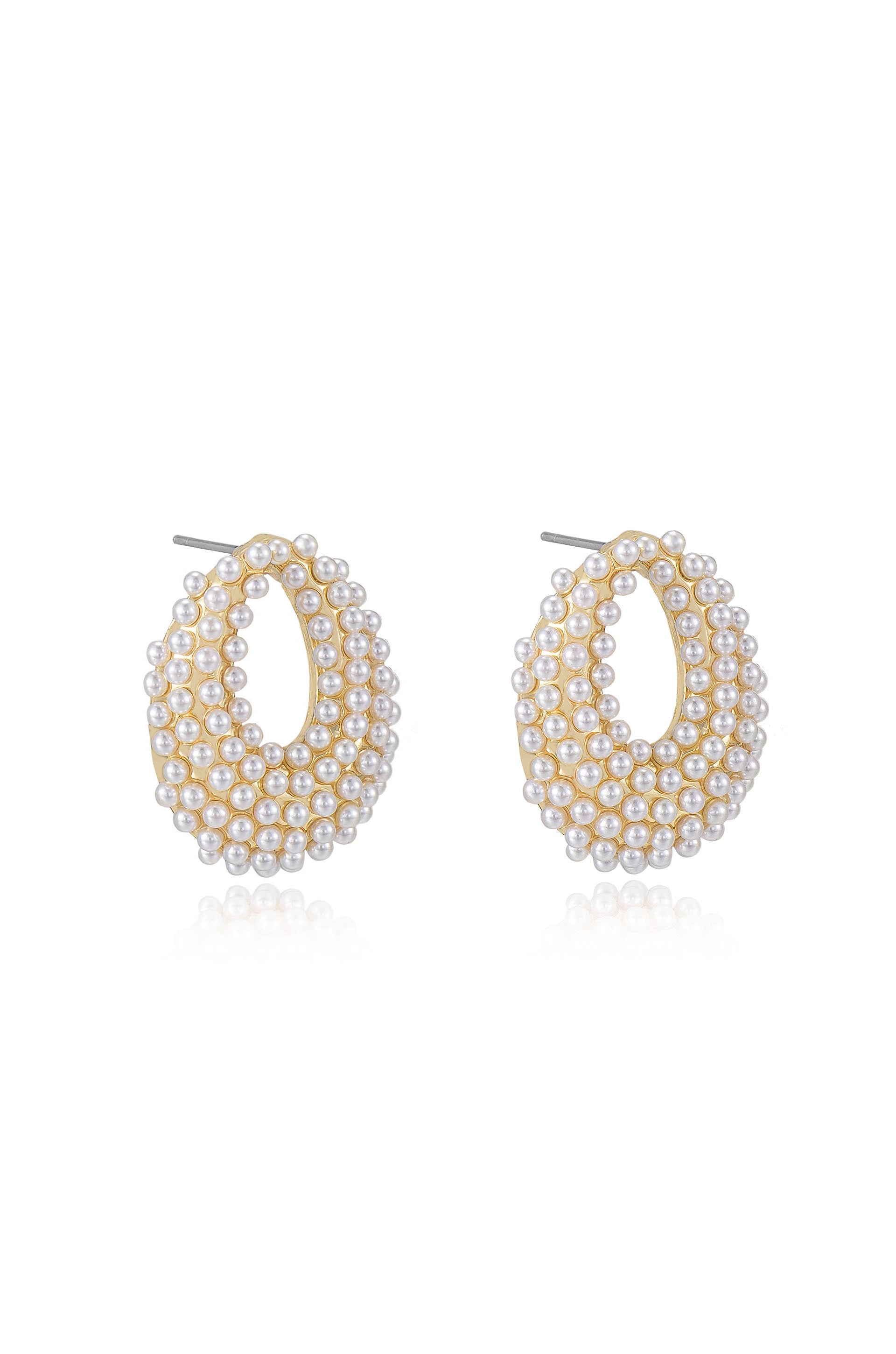 Classic Pearl Cluster Stud Earrings for Women - 14K Gold Plated Elegant Jewelry Gift for Wedding, Anniversary & Special Occasions